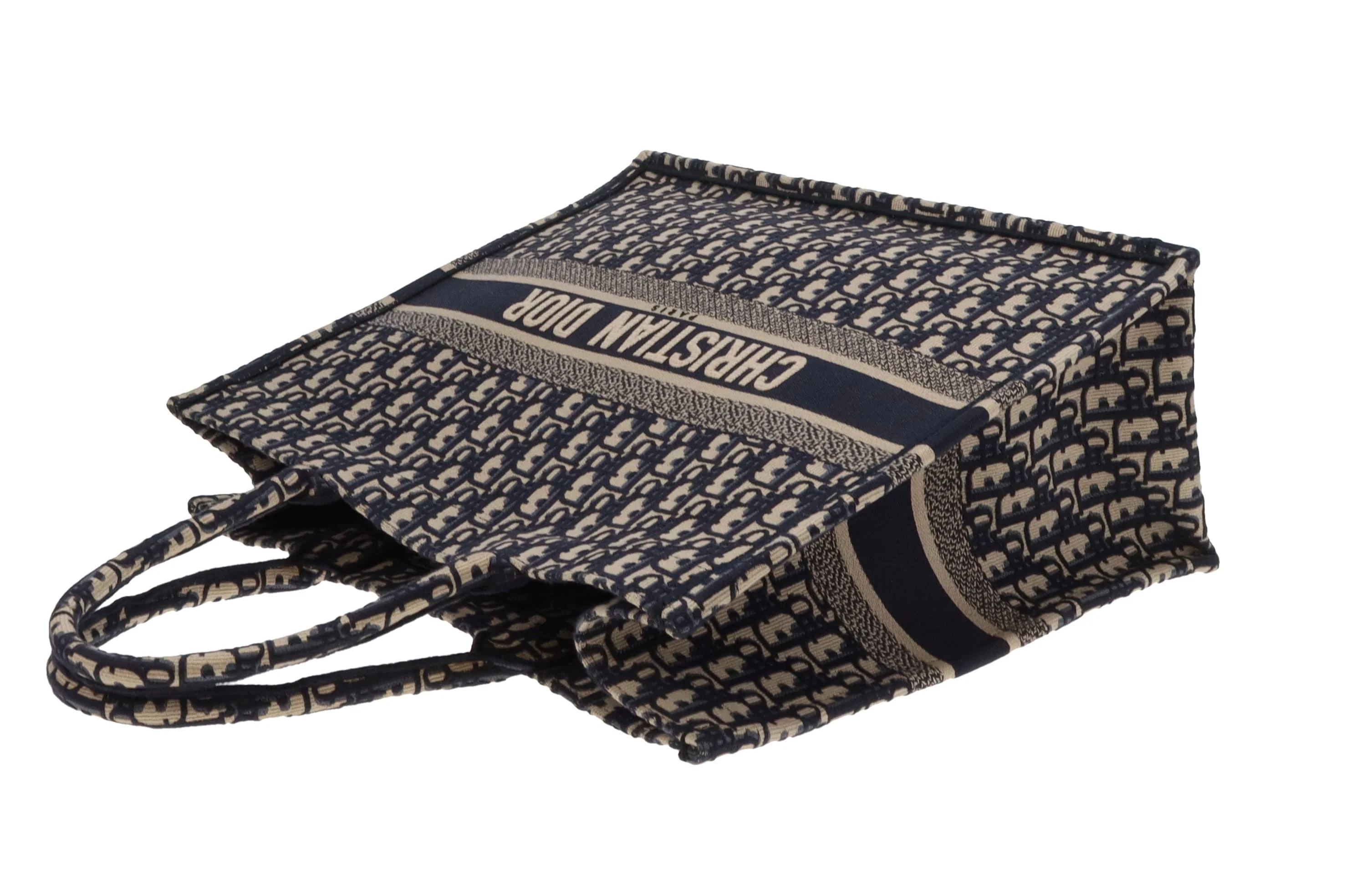 Dior Book Tote Large Ecru and Blue Oblique Embroidery - Image 11