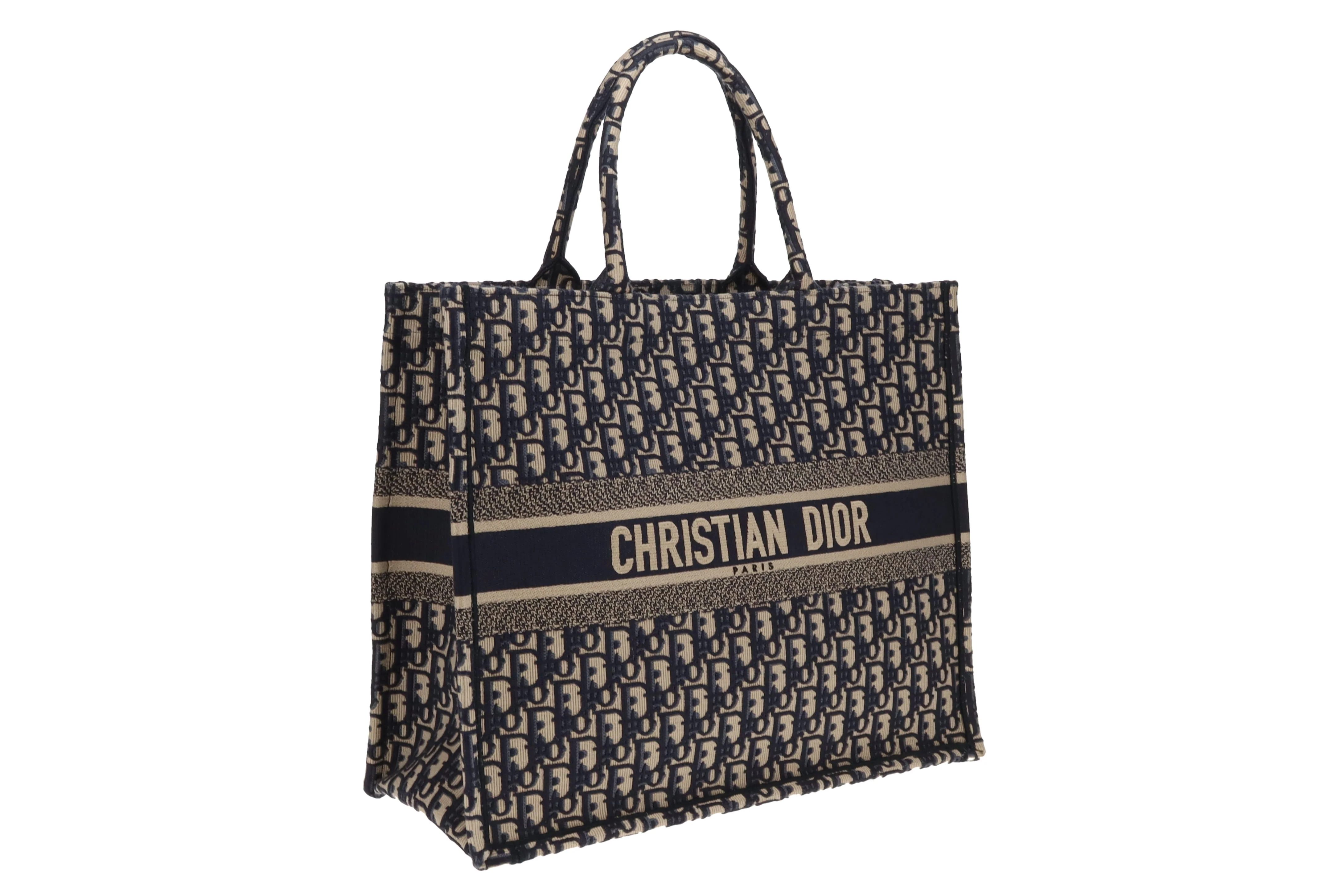 Dior Book Tote Large Ecru and Blue Oblique Embroidery - Image 3
