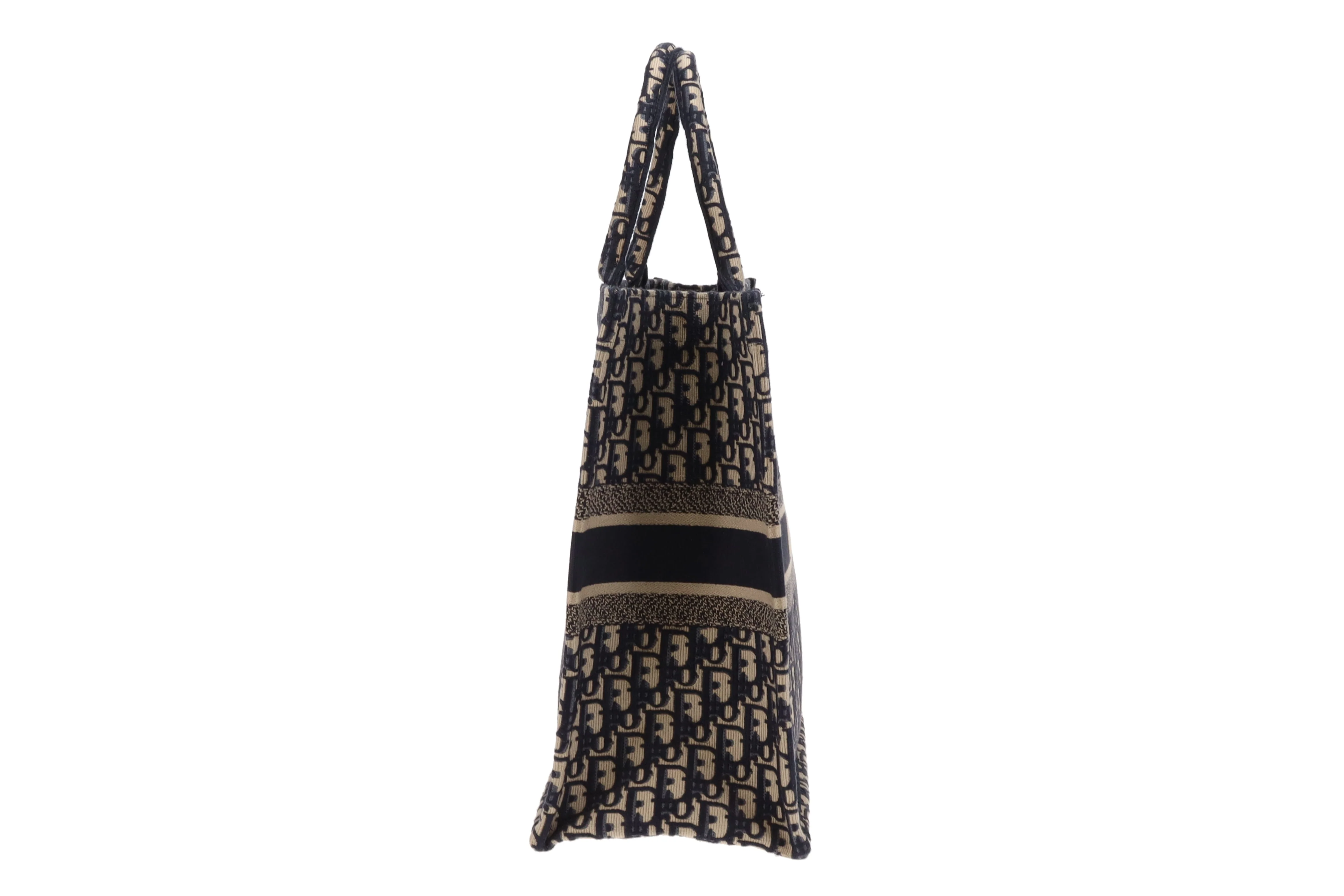 Dior Book Tote Large Ecru and Blue Oblique Embroidery - Image 4