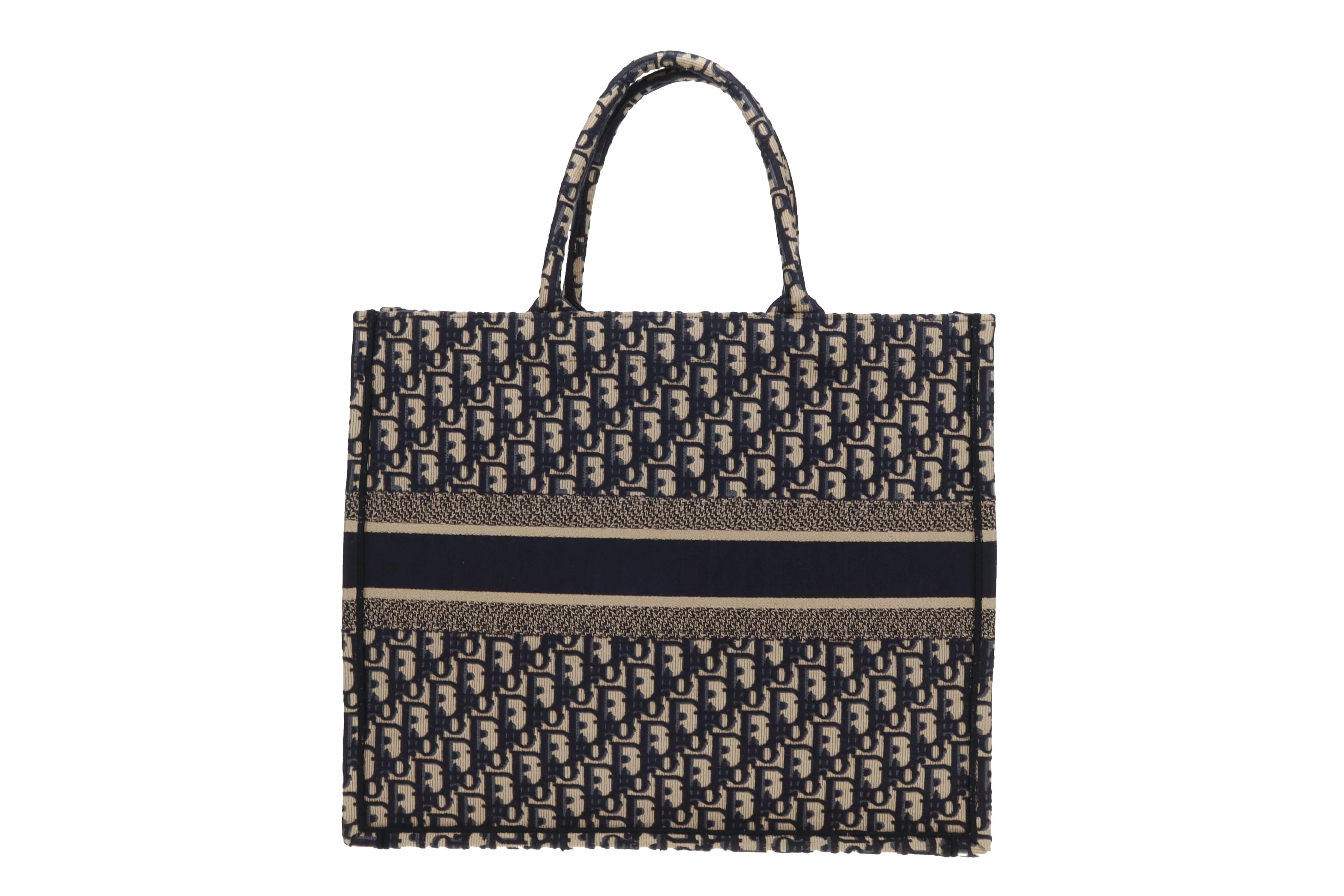 Dior Book Tote Large Ecru and Blue Oblique Embroidery - Image 5
