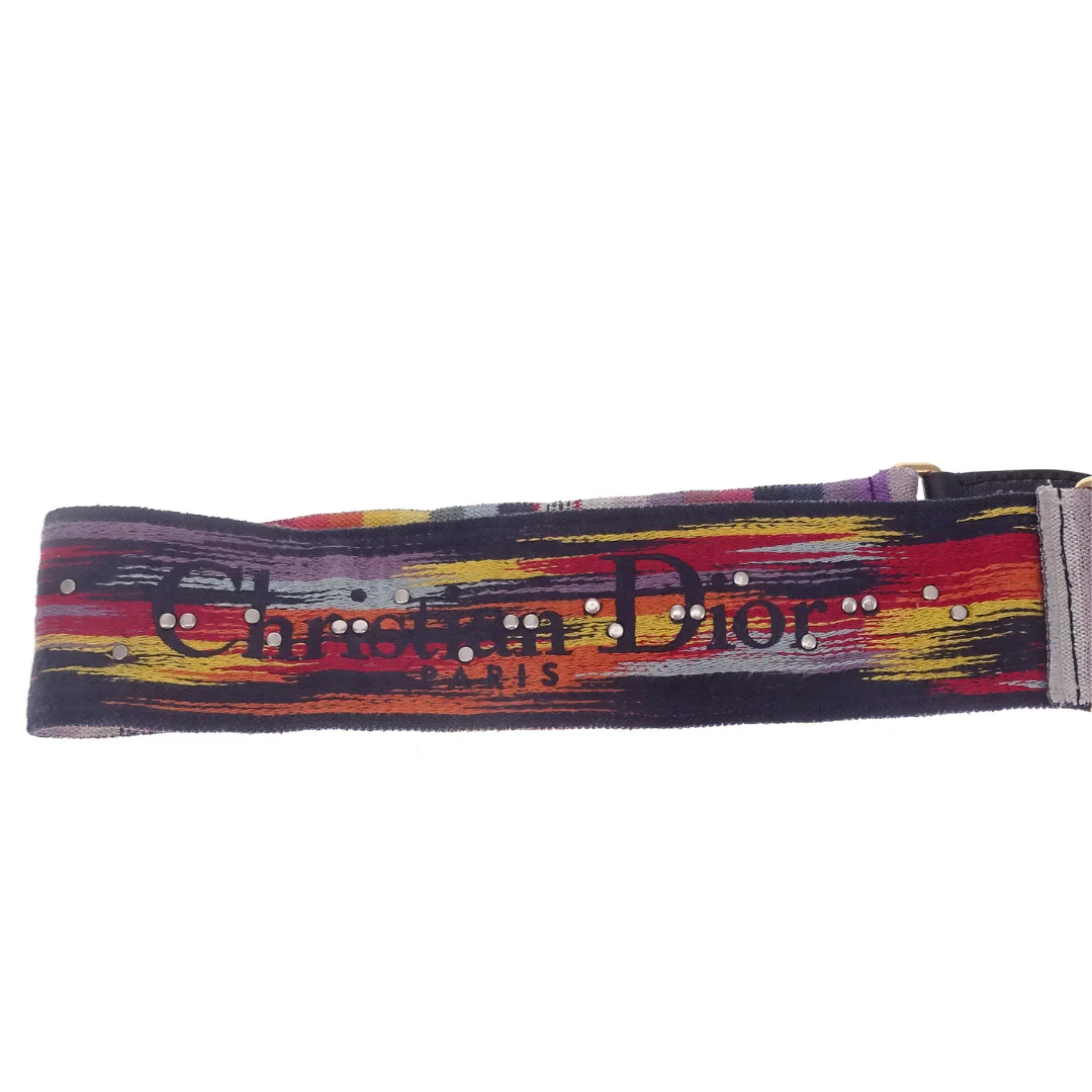 Dior Canvas Embroidered Studded Strap Multi Colour - Image 4