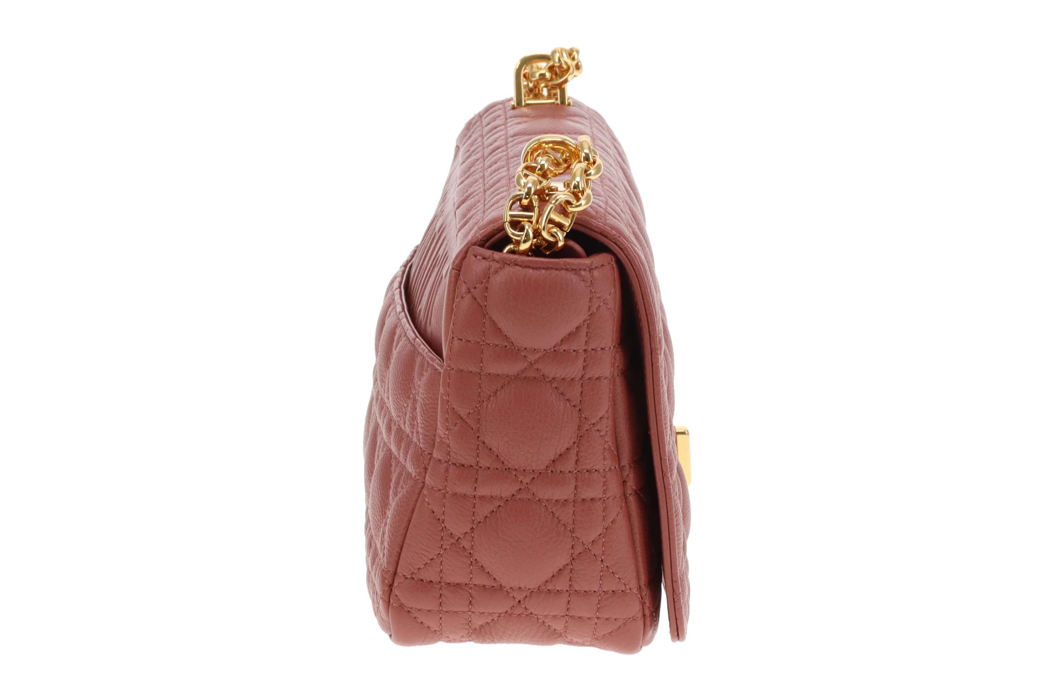 Dior Caro Bag Medium Raspberry Leather GHW 2022 - Image 6