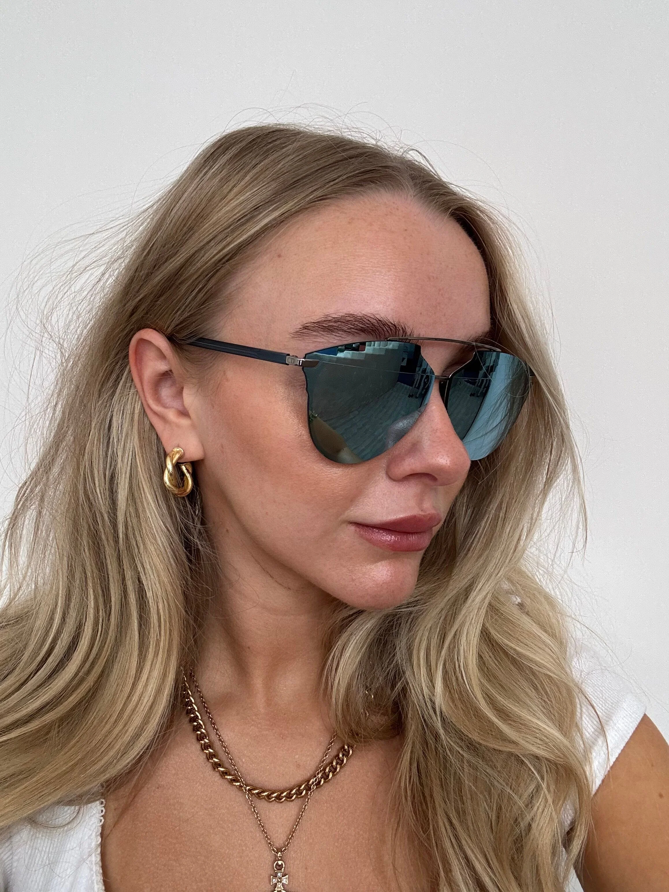Dior DiorReflected Silver and Blue Pixel Mirror Pilot Sunglasses - Image 4
