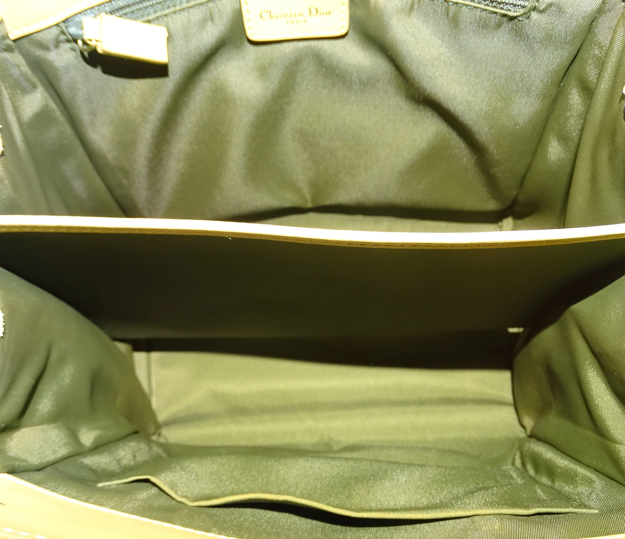 Dior Green Oblique and Tan Leather Vintage Tote Bag 2002 - Image 10