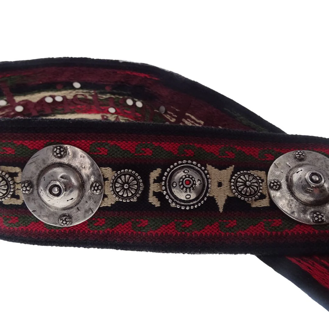 Dior Green/Red Tone Embroidered Studded Shoulder Strap - Image 3