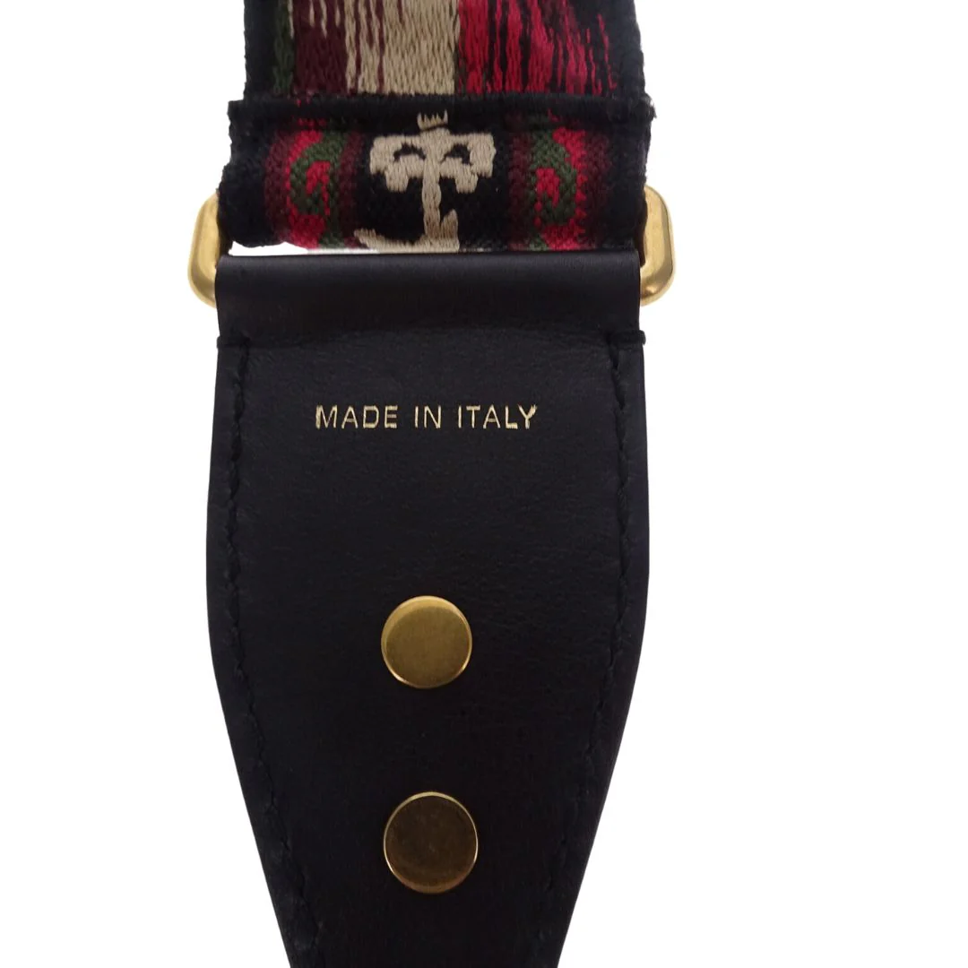 Dior Green/Red Tone Embroidered Studded Shoulder Strap - Image 5
