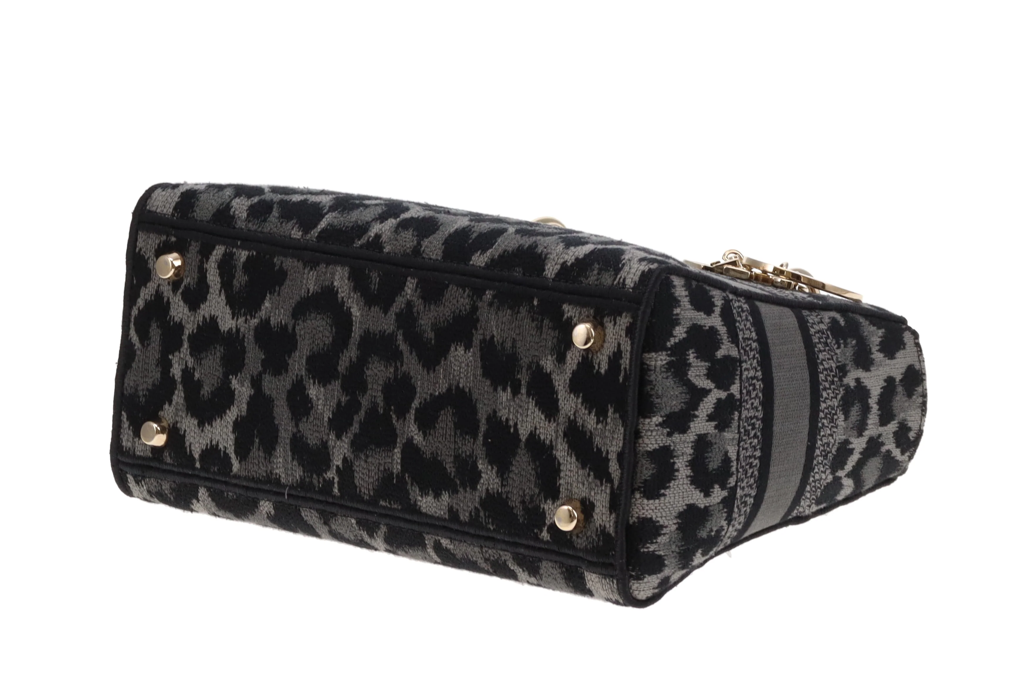 Dior Lady Dior Grey/Black Leopard Mizza Embroidered Canvas Medium D-Lite 2021 - Image 11