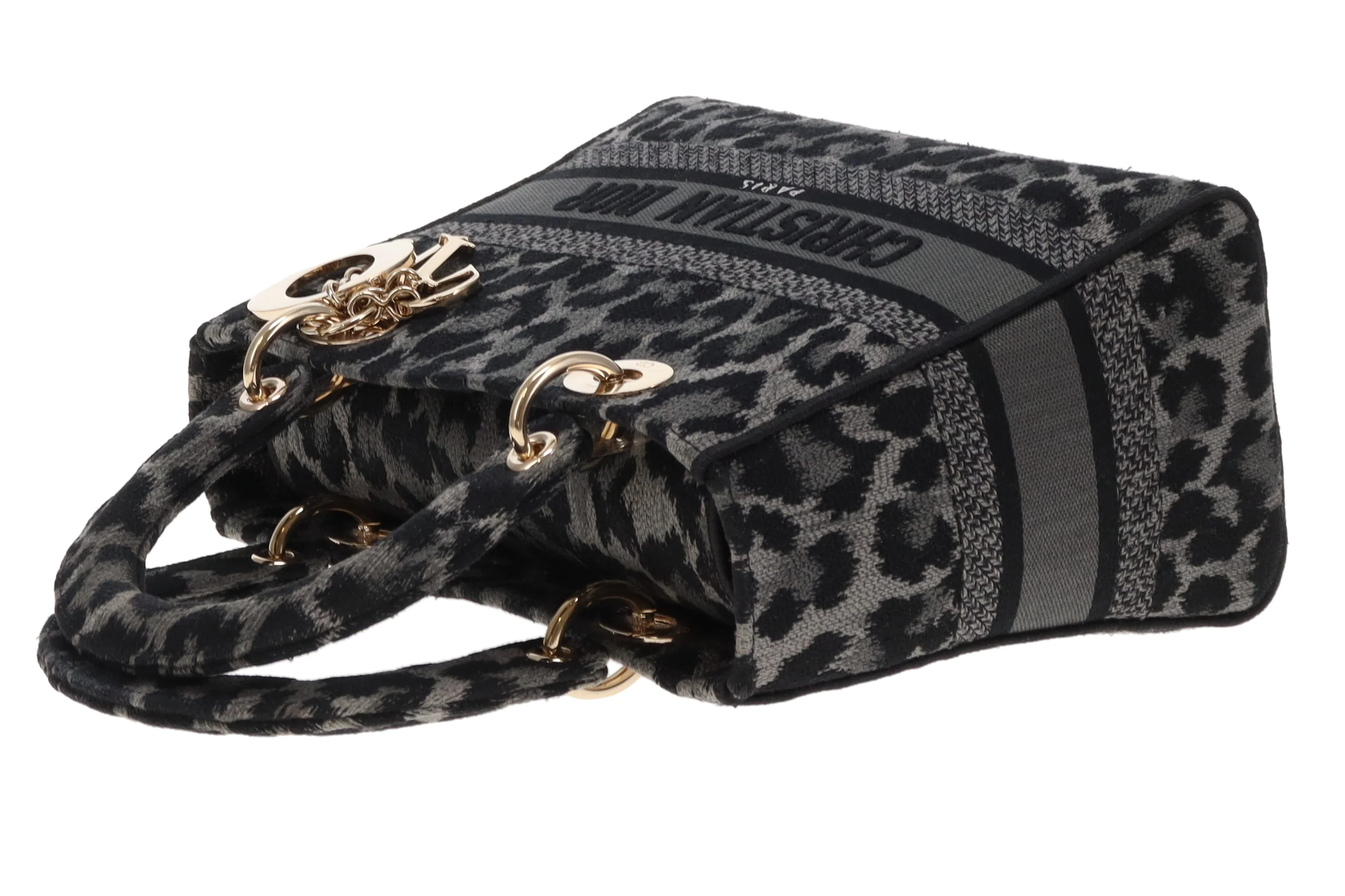 Dior Lady Dior Grey/Black Leopard Mizza Embroidered Canvas Medium D-Lite 2021 - Image 14