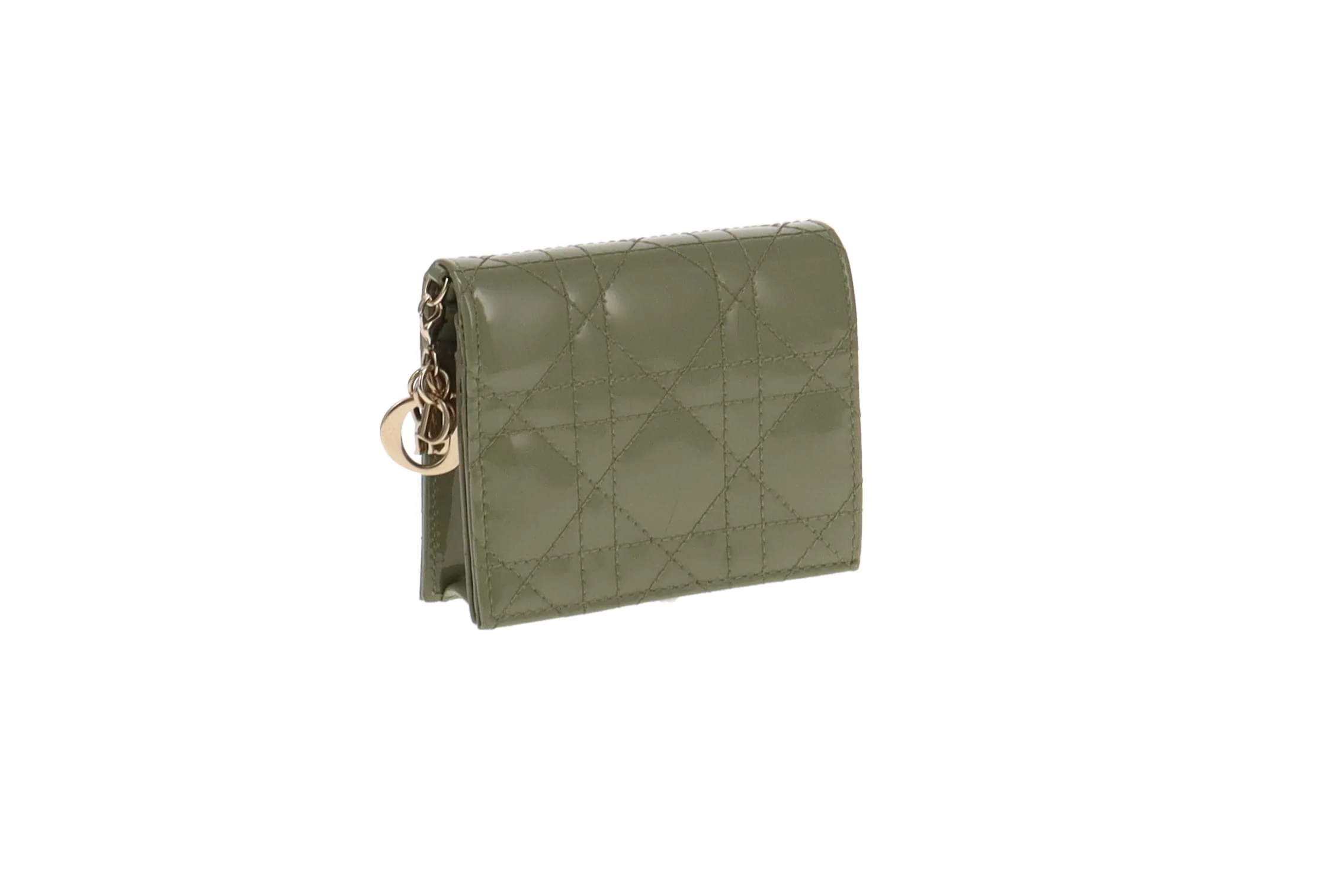 Dior Lady Dior Mini Wallet Green Patent - Image 3