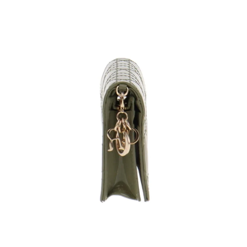 Dior Lady Dior Mini Wallet Green Patent - Image 4