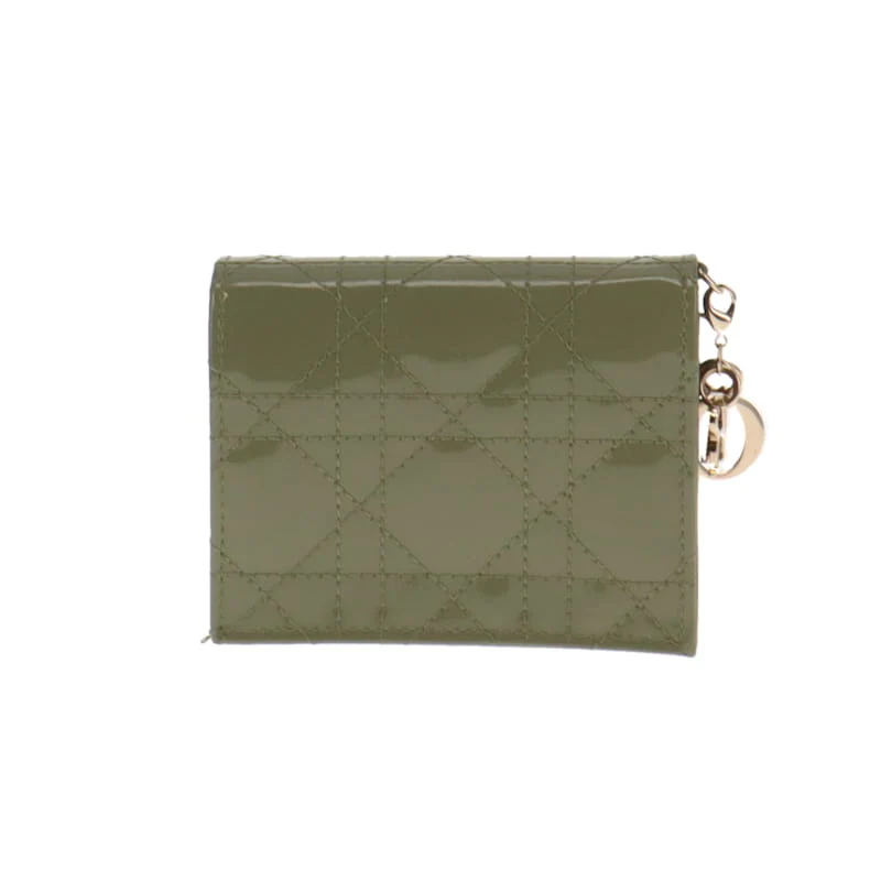 Dior Lady Dior Mini Wallet Green Patent - Image 5