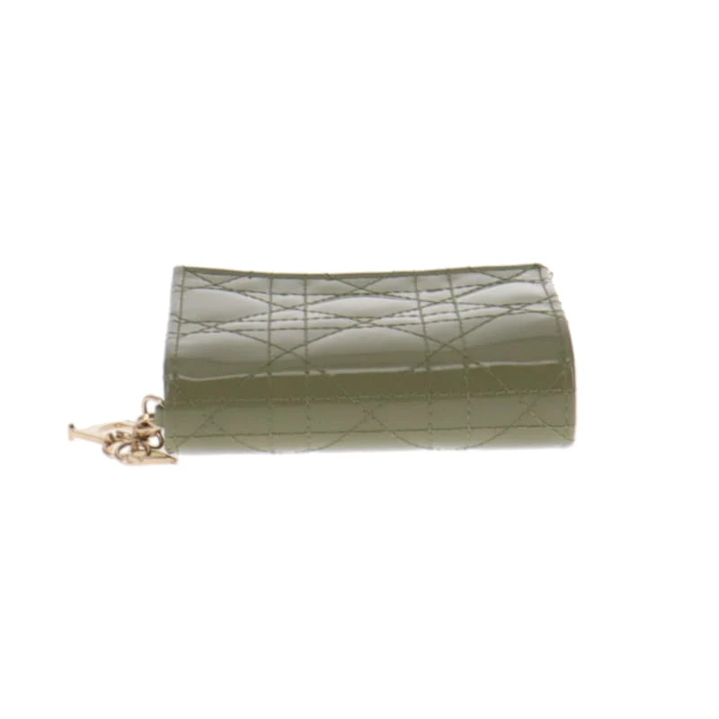 Dior Lady Dior Mini Wallet Green Patent - Image 7