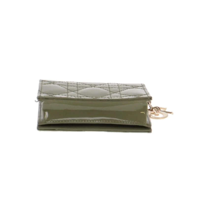 Dior Lady Dior Mini Wallet Green Patent - Image 8