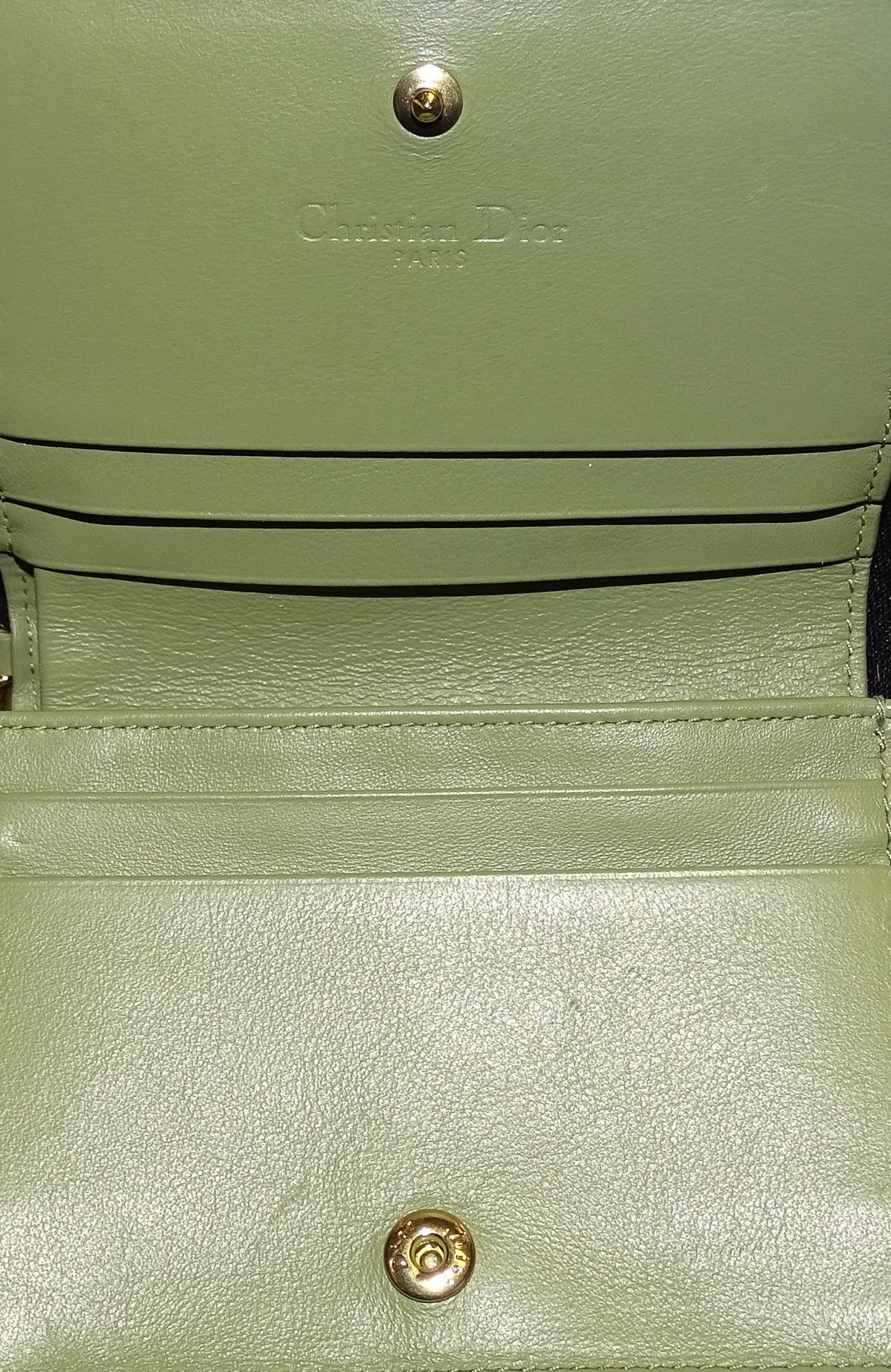 Dior Lady Dior Mini Wallet Green Patent - Image 9