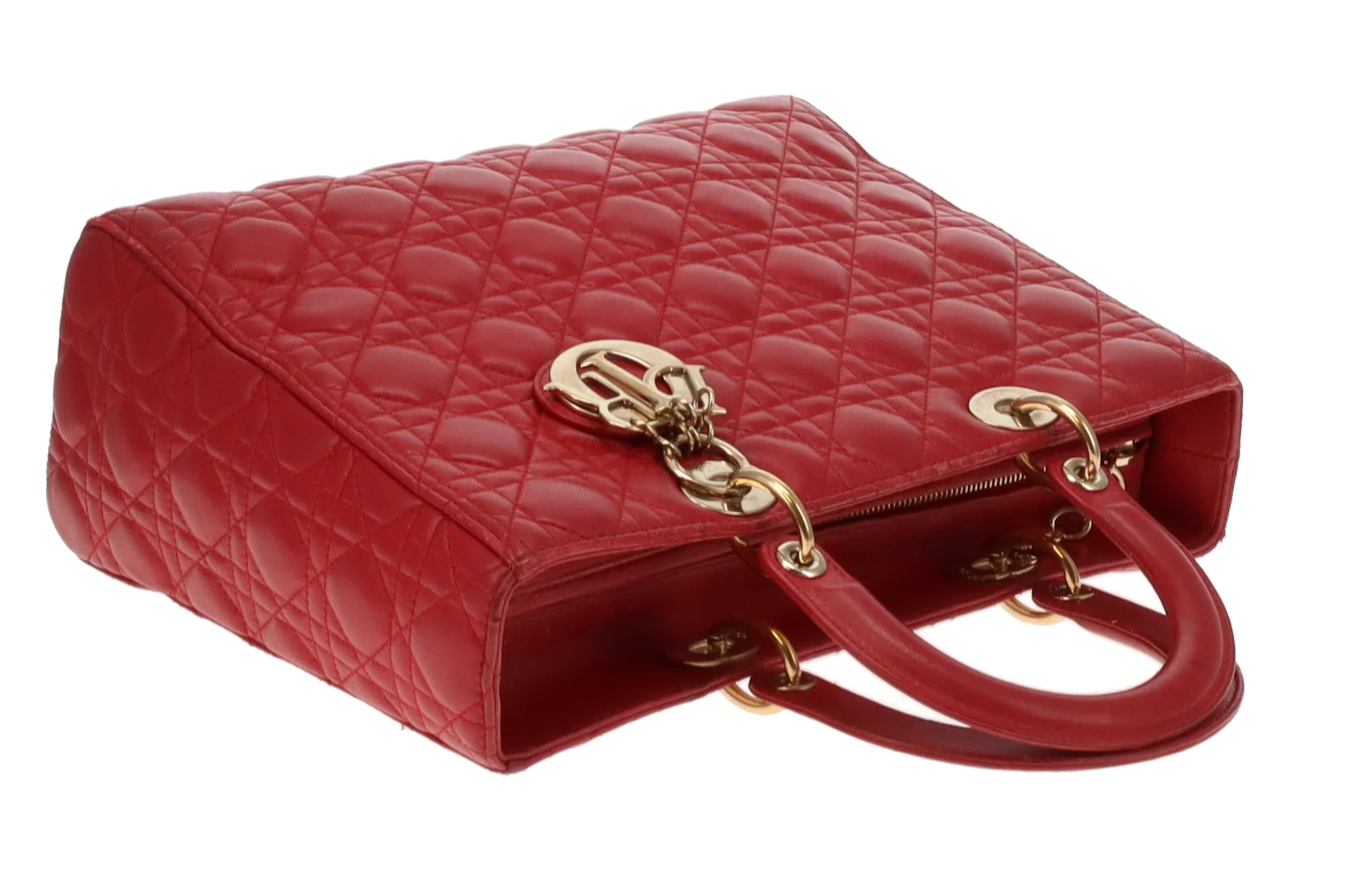Dior Lady Dior Red Lambskin Large 2013 - Image 10
