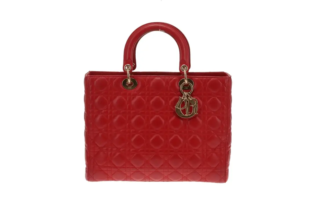 Dior Lady Dior Red Lambskin Large 2013 - Image 3