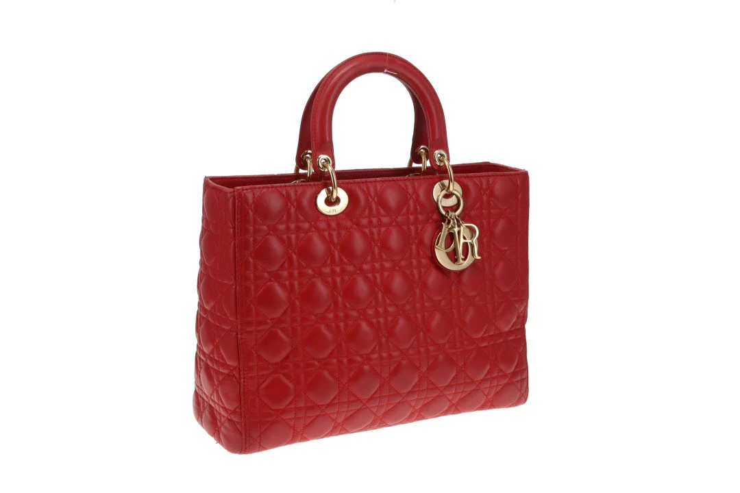 Dior Lady Dior Red Lambskin Large 2013 - Image 5