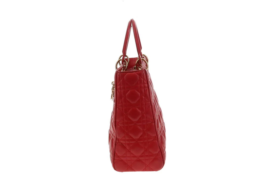Dior Lady Dior Red Lambskin Large 2013 - Image 8