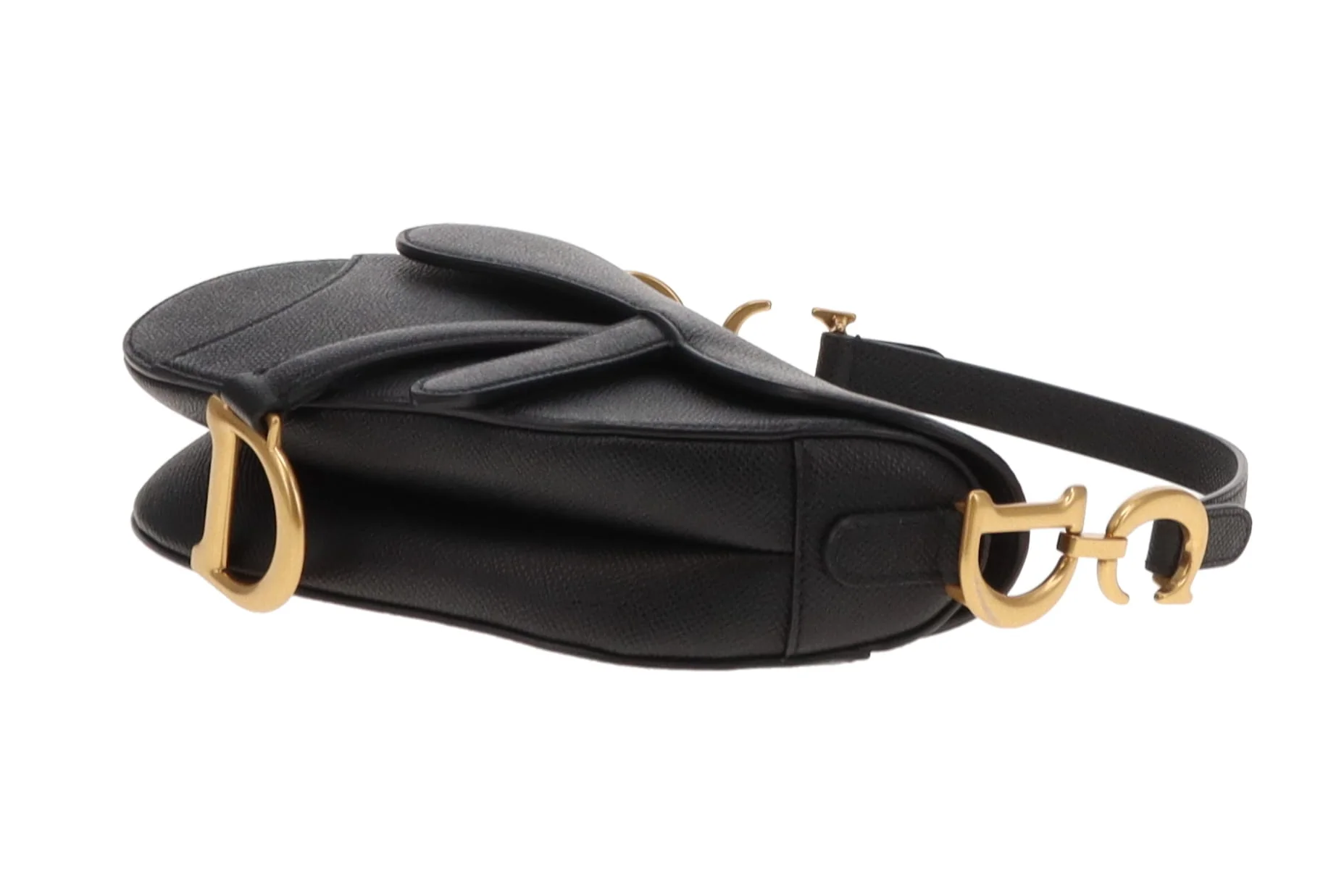 Dior Saddle Bag Mini with Strap Black Leather GHW 2022 - Image 10