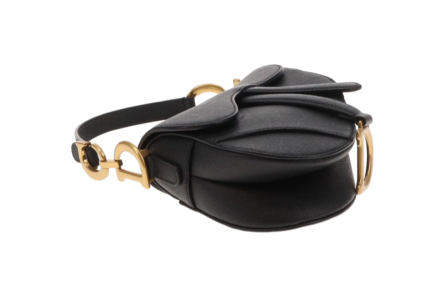Dior Saddle Bag Mini with Strap Black Leather GHW 2022 - Image 11