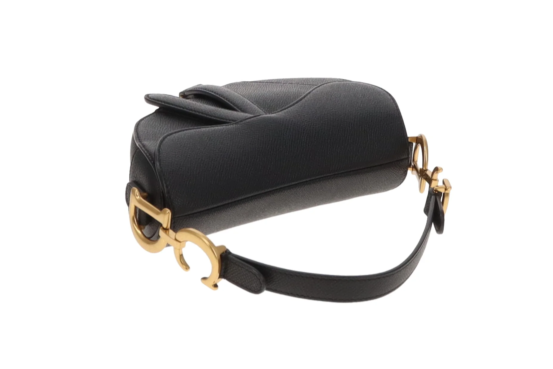 Dior Saddle Bag Mini with Strap Black Leather GHW 2022 - Image 9