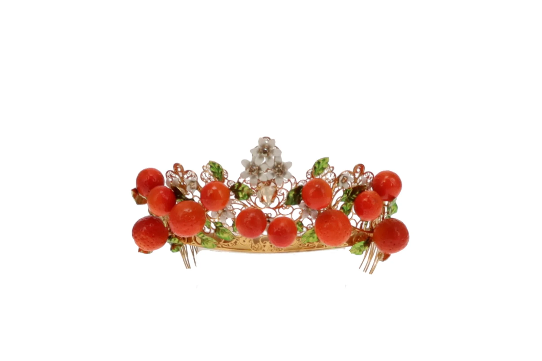 Dolce & Gabbana Crown Tiara Crystal Sicily Orange Rare Runway Piece - Image 2