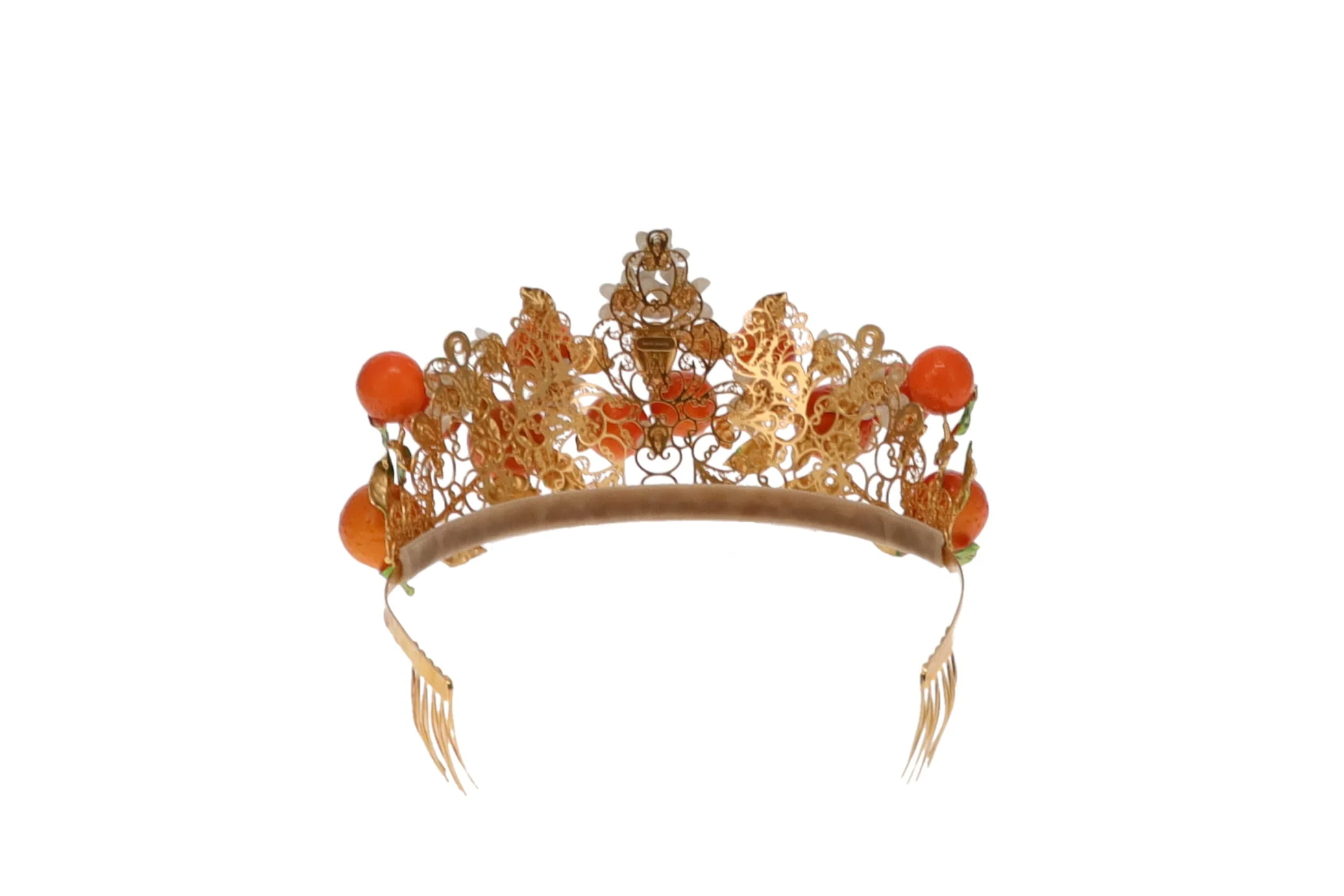 Dolce & Gabbana Crown Tiara Crystal Sicily Orange Rare Runway Piece - Image 5