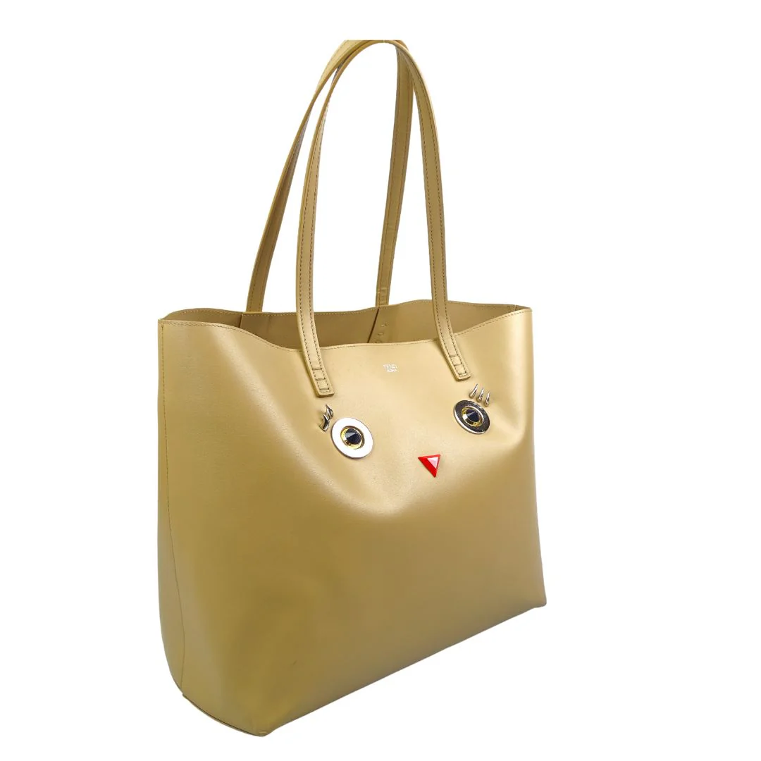 Fendi Beige Smooth Leather Hypnoteyes Shopping Tote - Image 4
