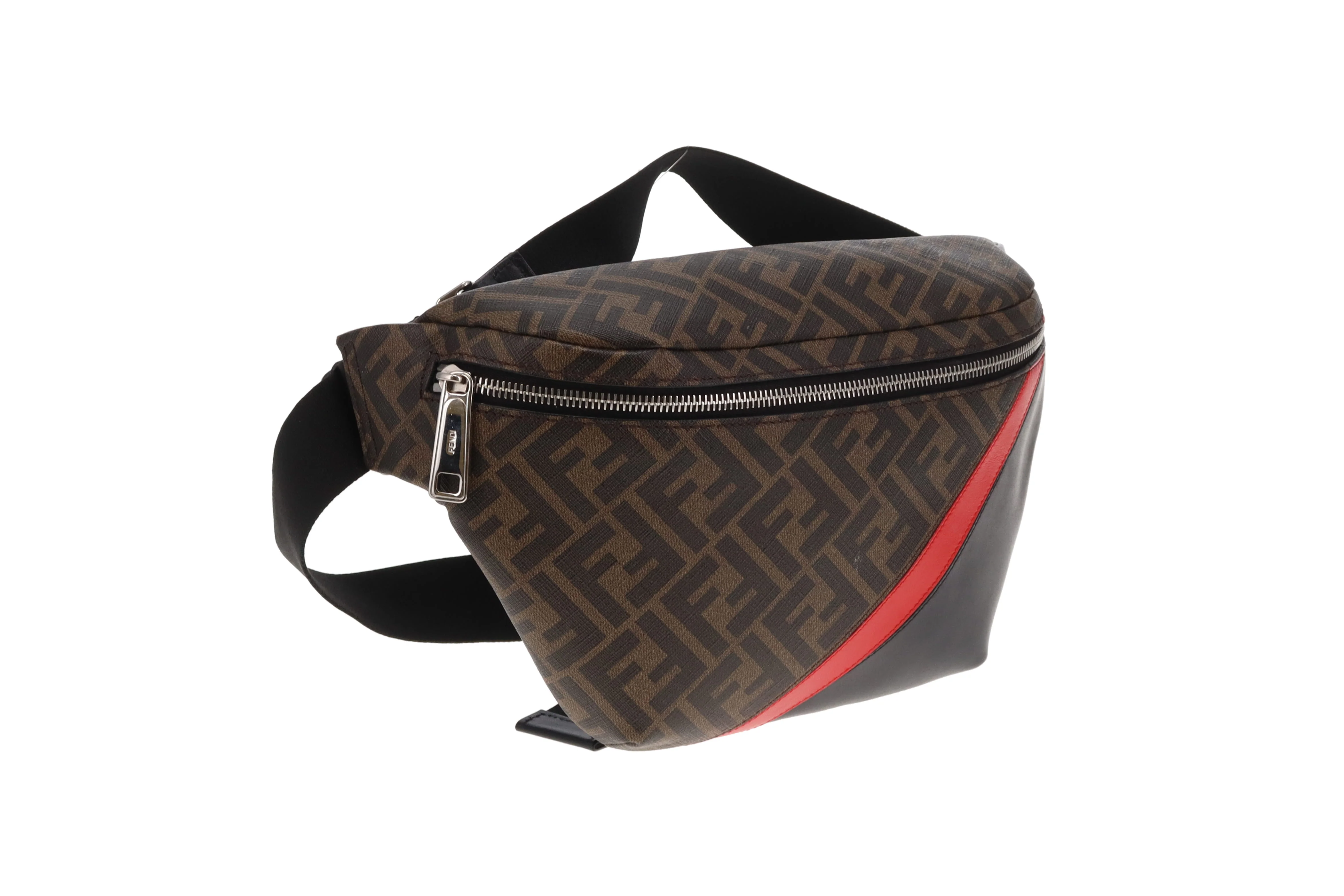 Fendi Belt Bag Zucca and Navy/Red Stripe - Image 3