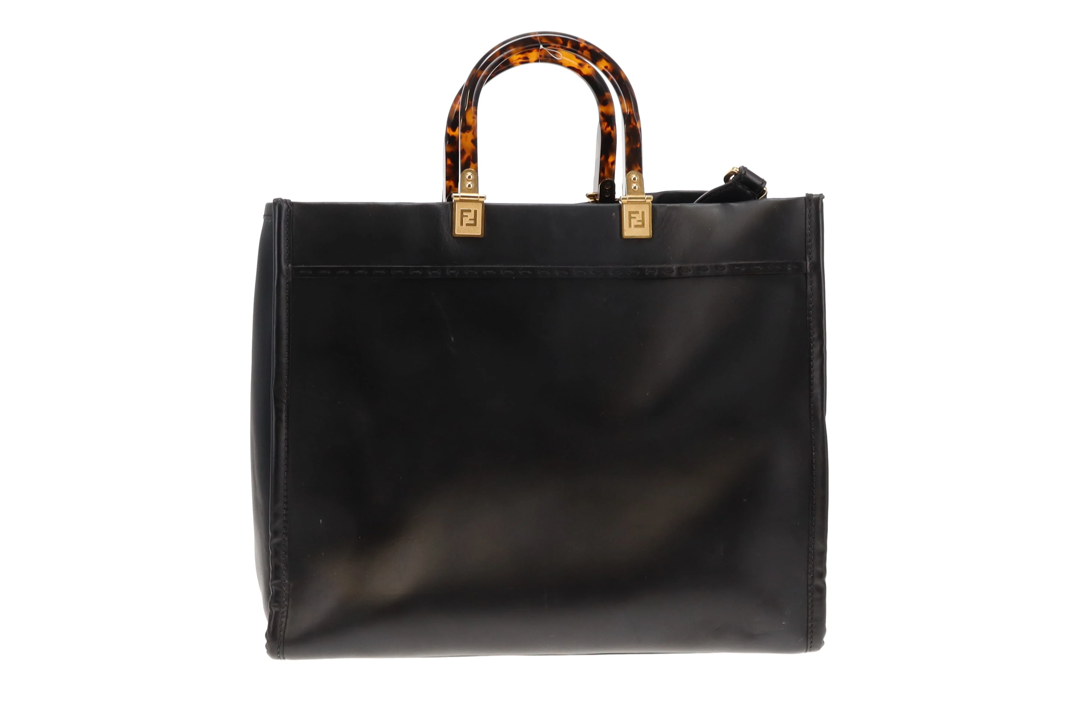 Fendi Black Calfskin Medium Sunshine Tote with Strap - Image 7