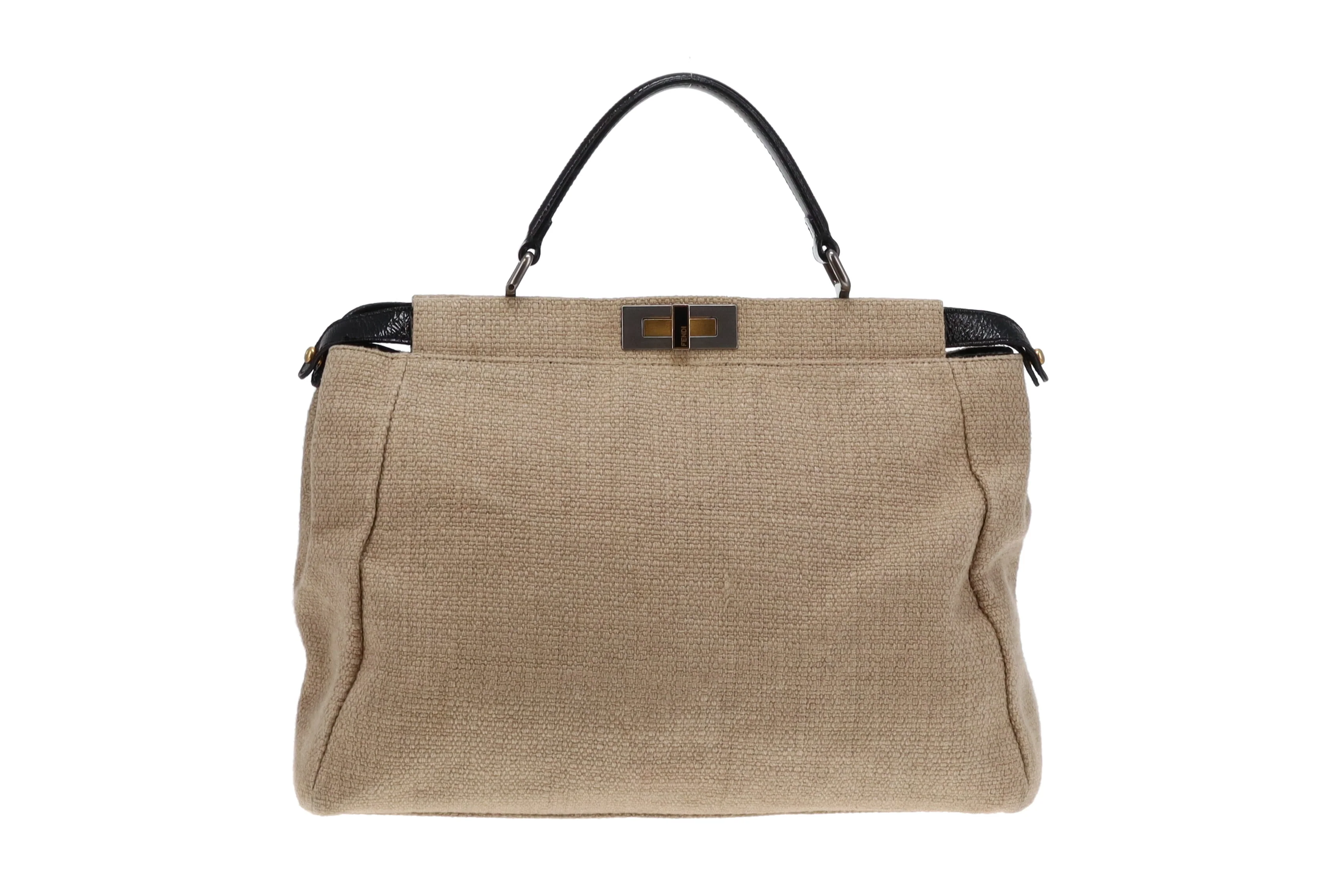 Fendi Canvas Peekaboo Tote Brown - Image 5