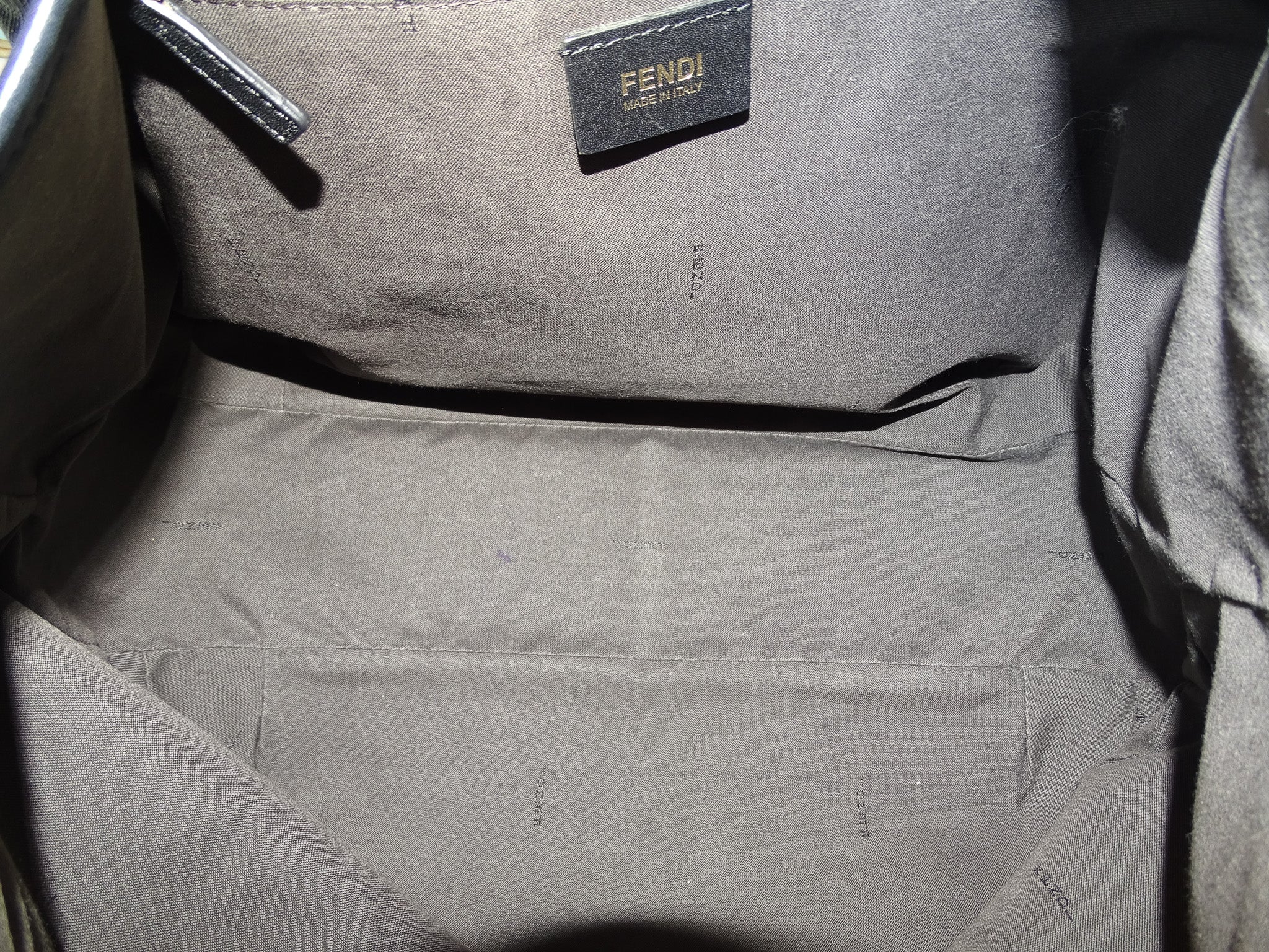 Fendi Dark Grey & Black Zucchino Canvas & Leather Tote - Image 9