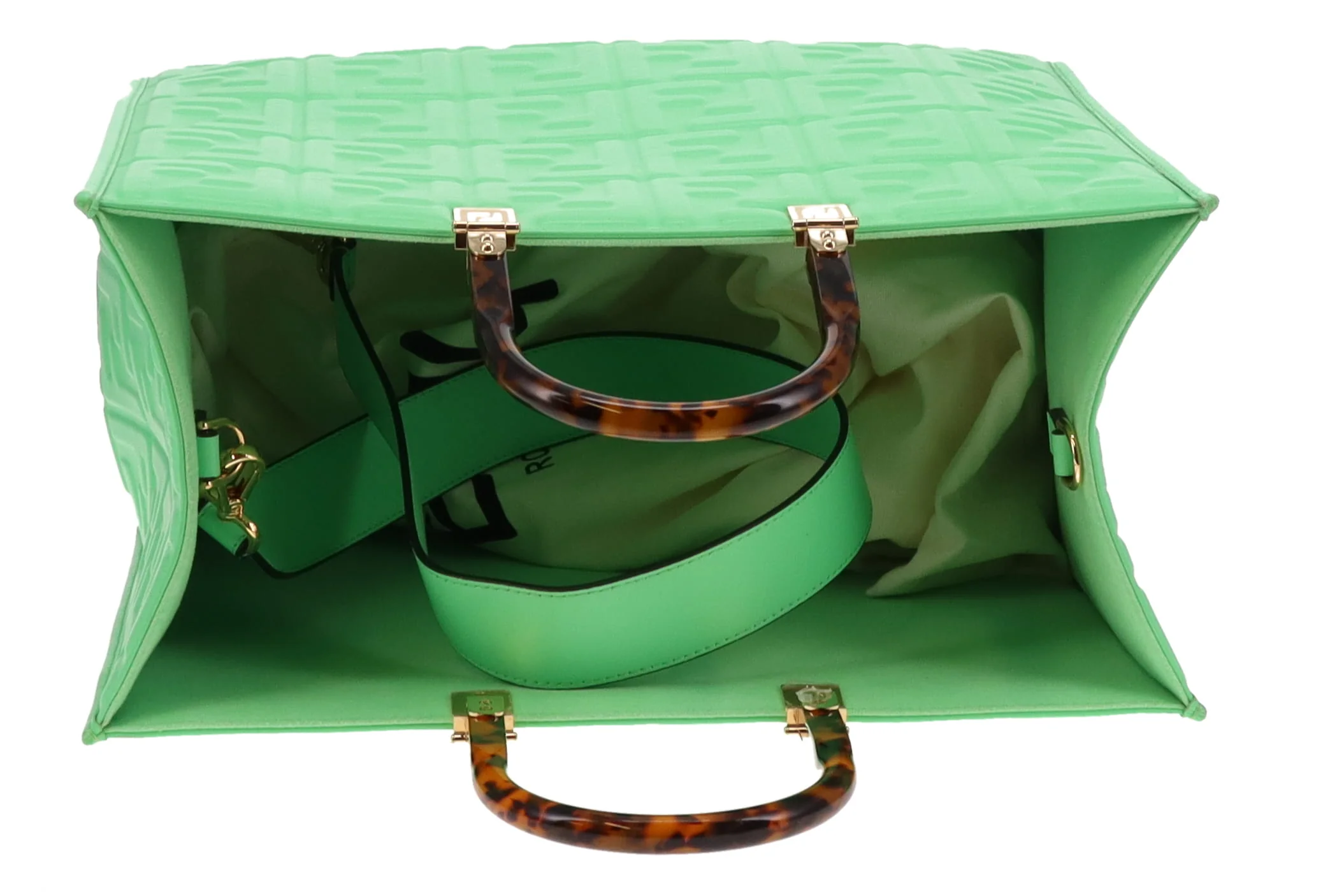 Fendi Edamame Green FF Leather Sunshine Tote - Image 12