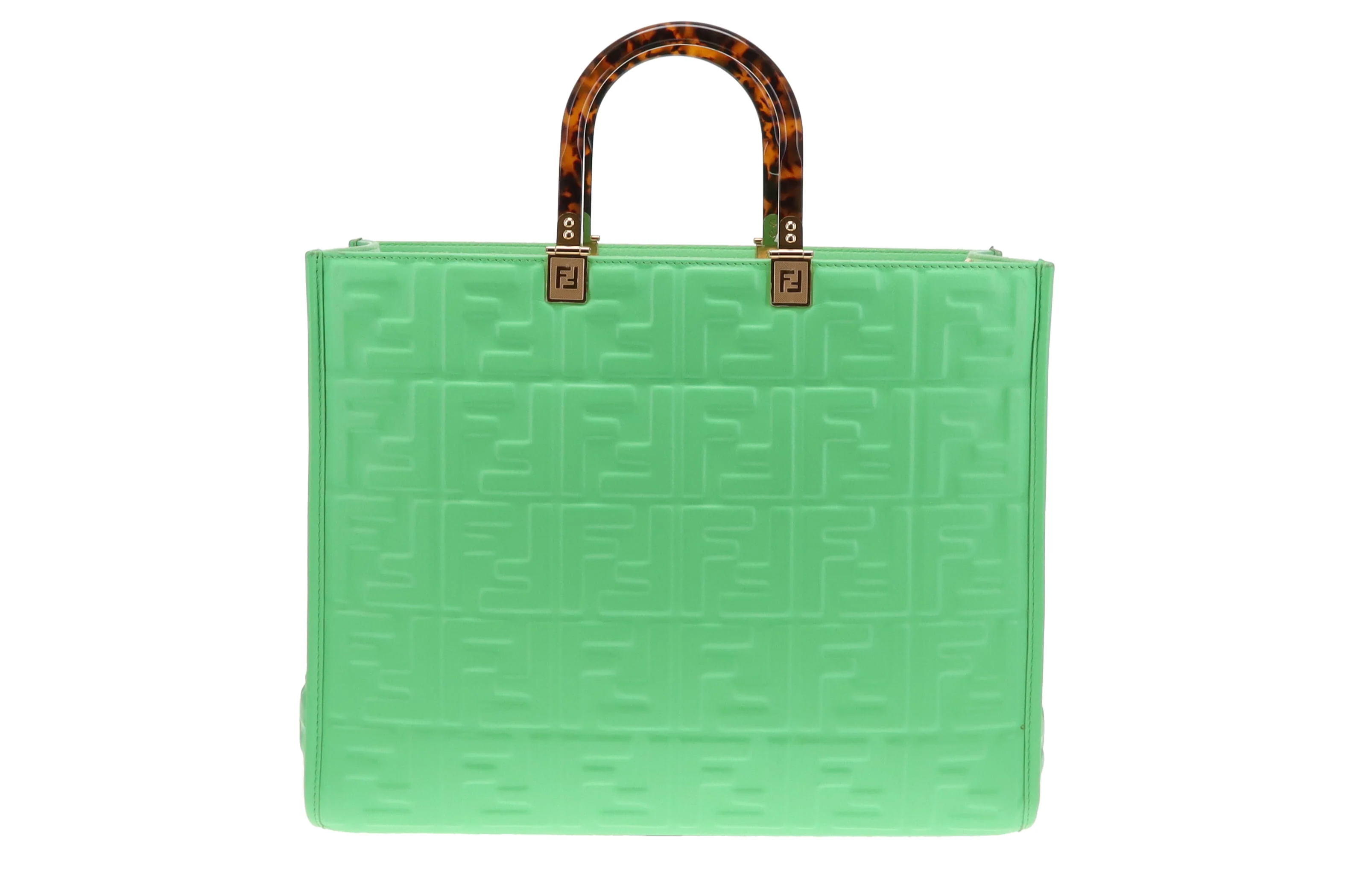 Fendi Edamame Green FF Leather Sunshine Tote - Image 7