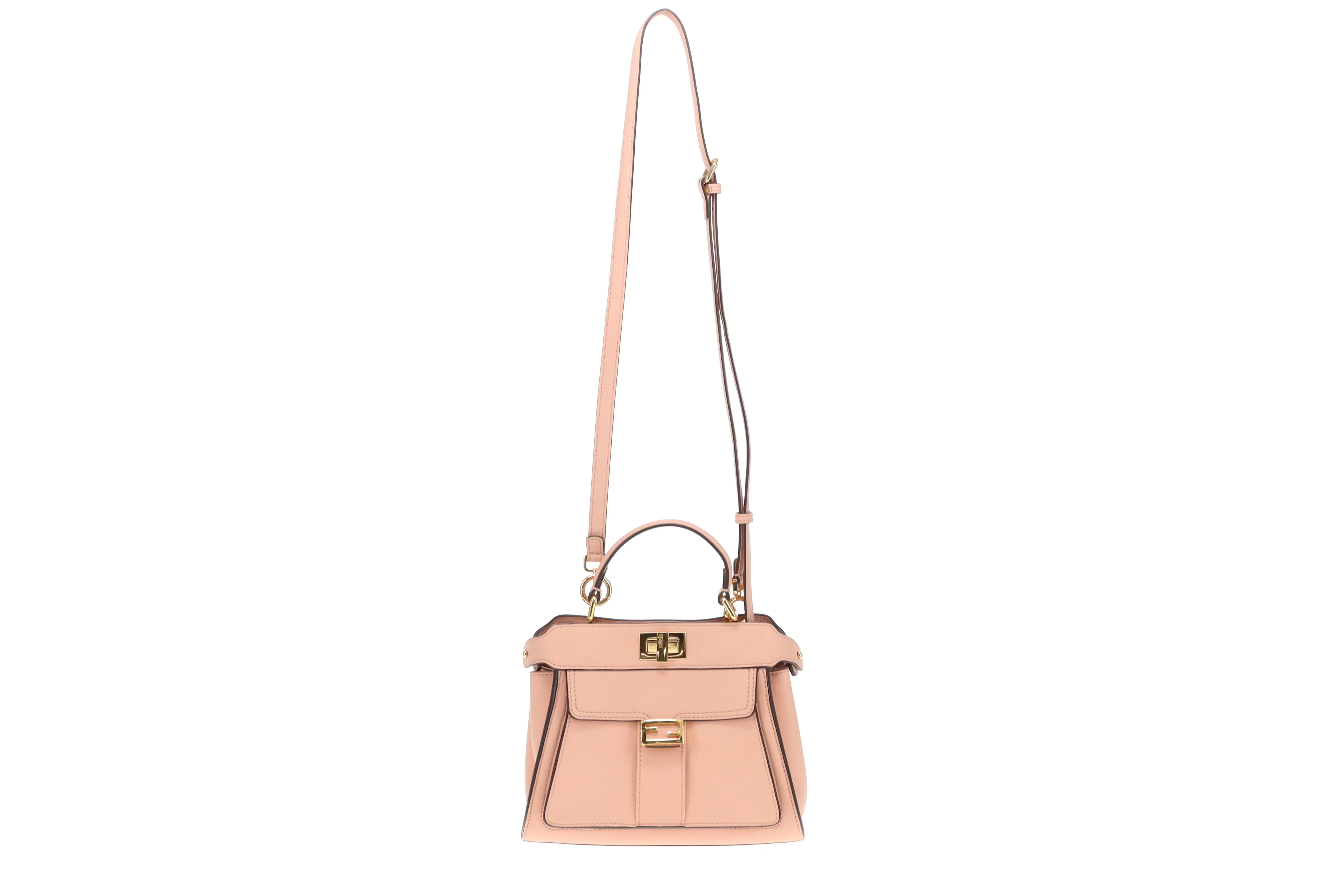 Fendi Peekaboo Mini Handle Bag With Strap Pink 2022 - Image 3