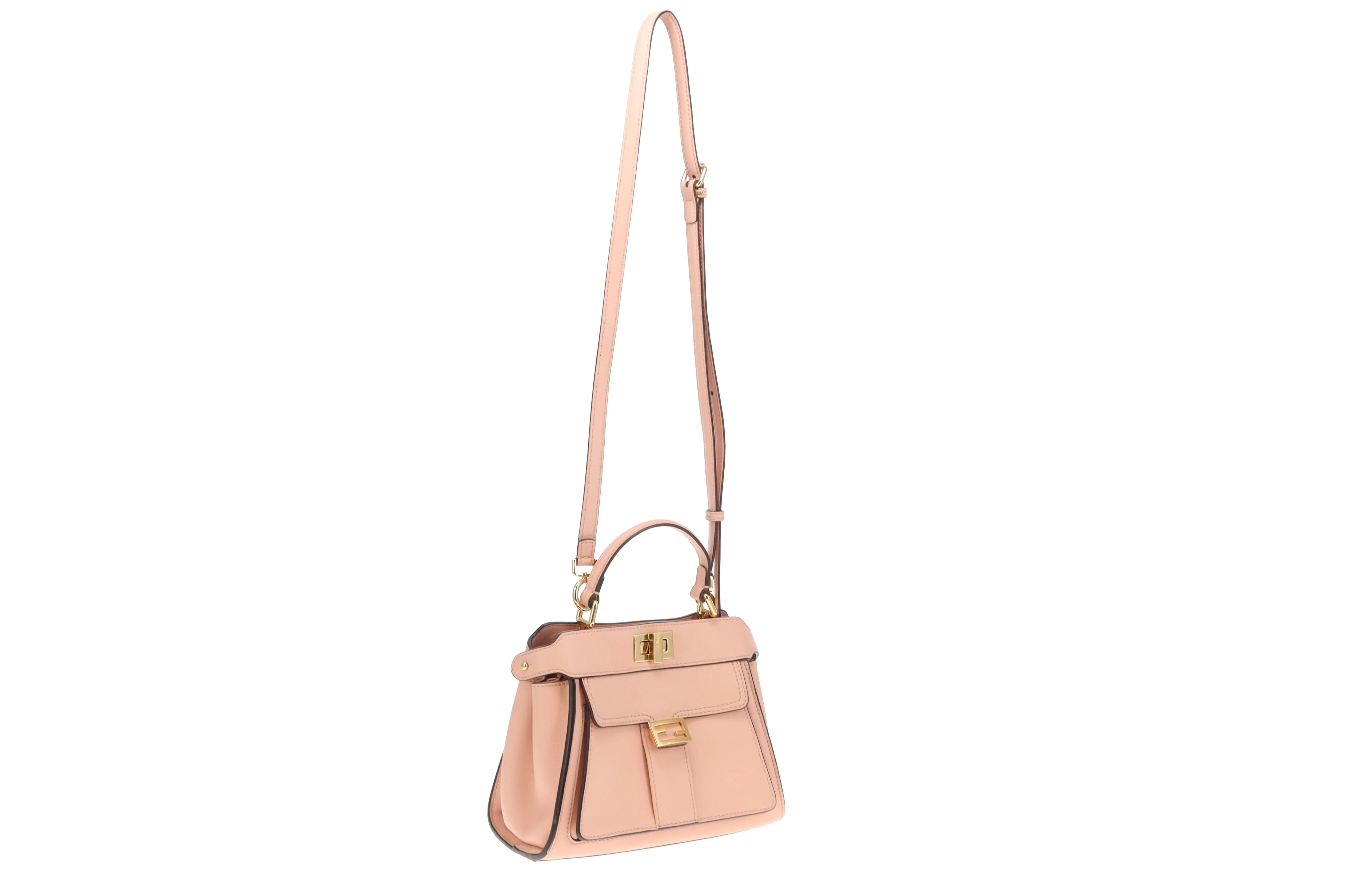 Fendi Peekaboo Mini Handle Bag With Strap Pink 2022 - Image 4