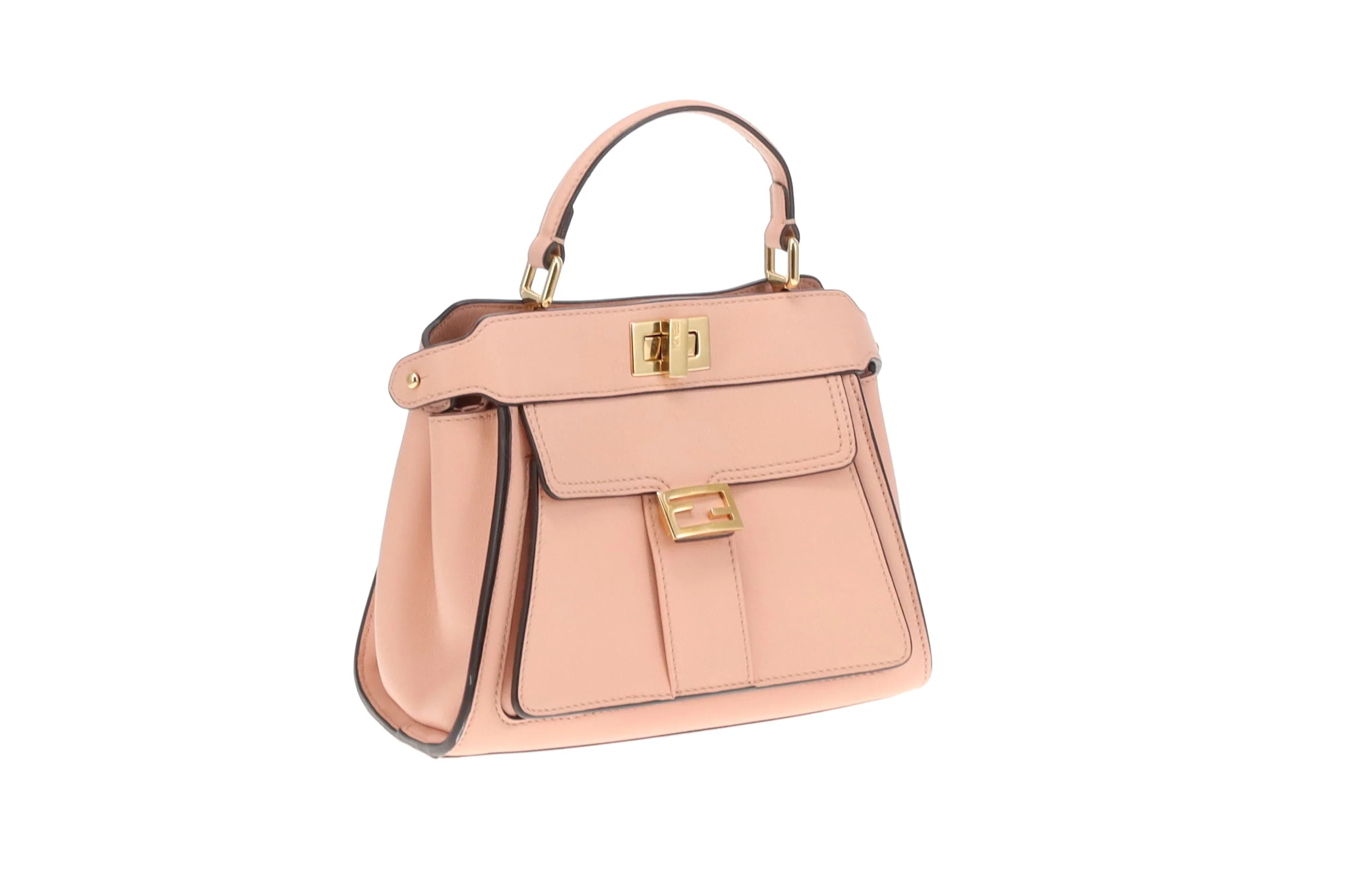 Fendi Peekaboo Mini Handle Bag With Strap Pink 2022 - Image 5