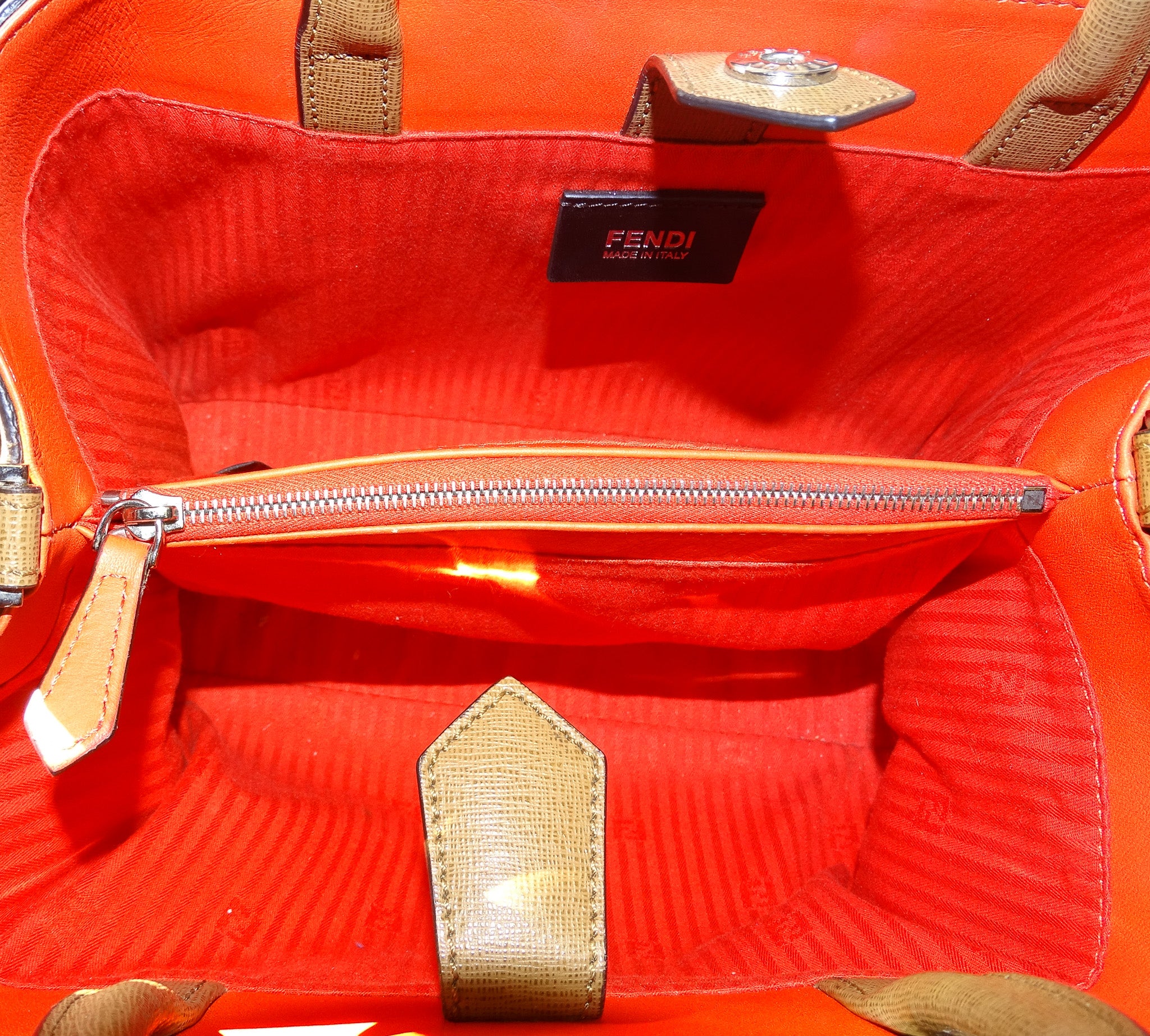 Fendi Tan Leather With Orange Interior Petite 2Jour - Image 11