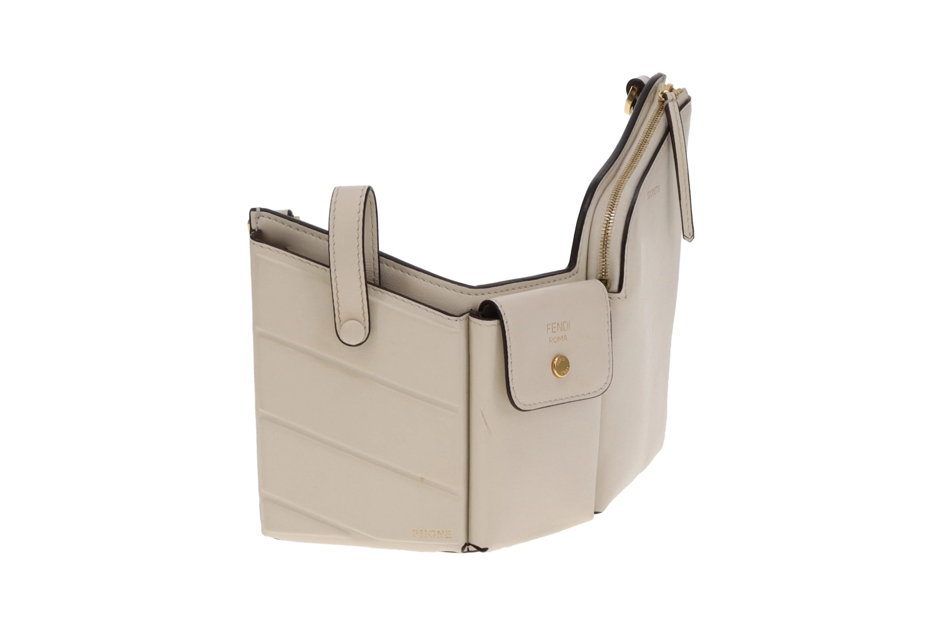 Fendi White Bustine 3 Pockets Crossbody Bag - Image 4