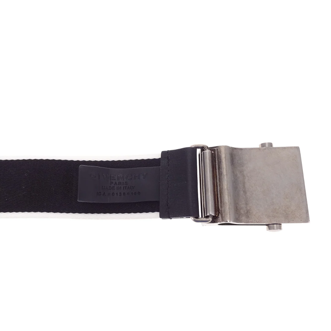 Givenchy Black/White Logo Plate Buckle Belt - Image 5