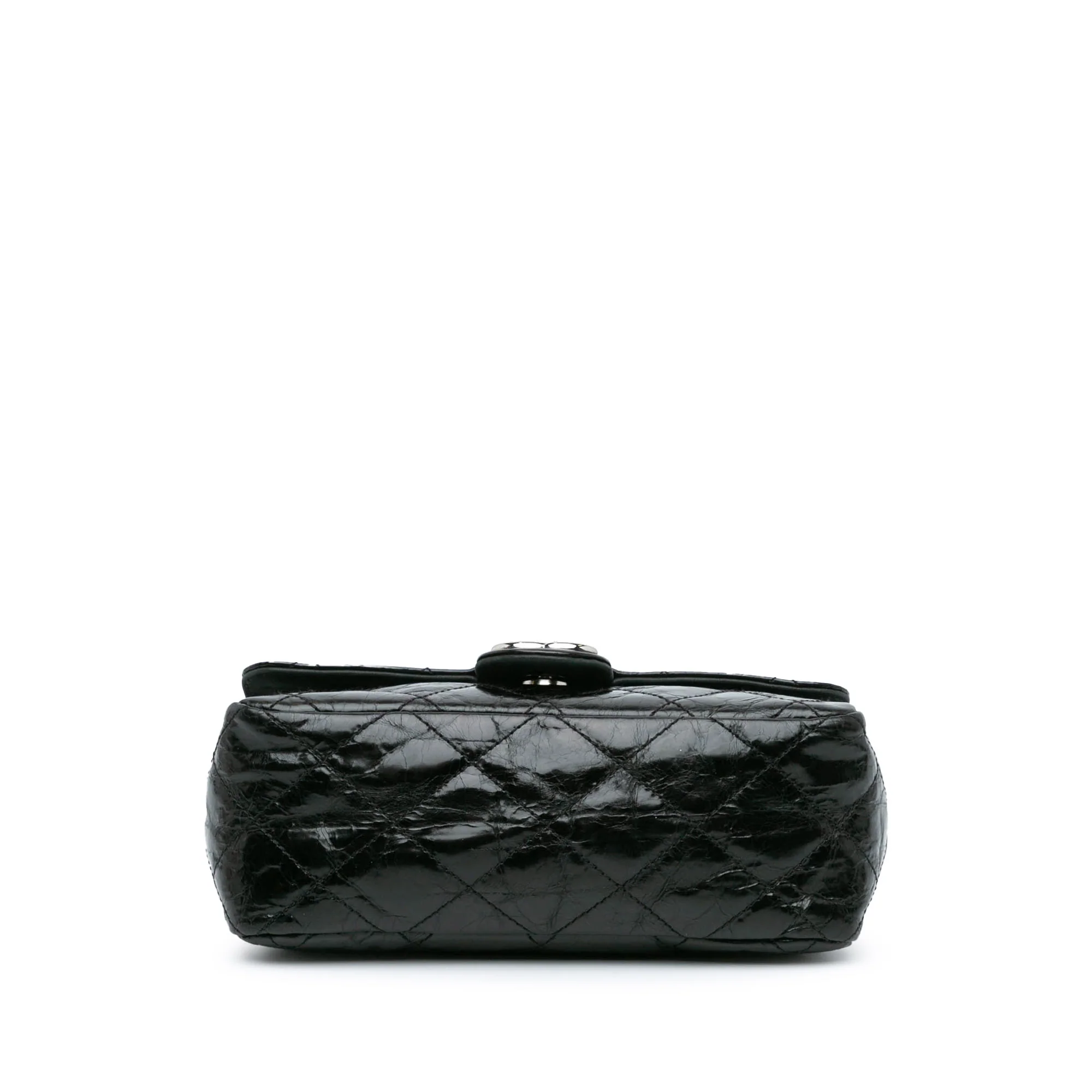 Chanel Black Glazed Calfskin & Grey Iridescent Portobello Flap SH 2008/09 - Image 4