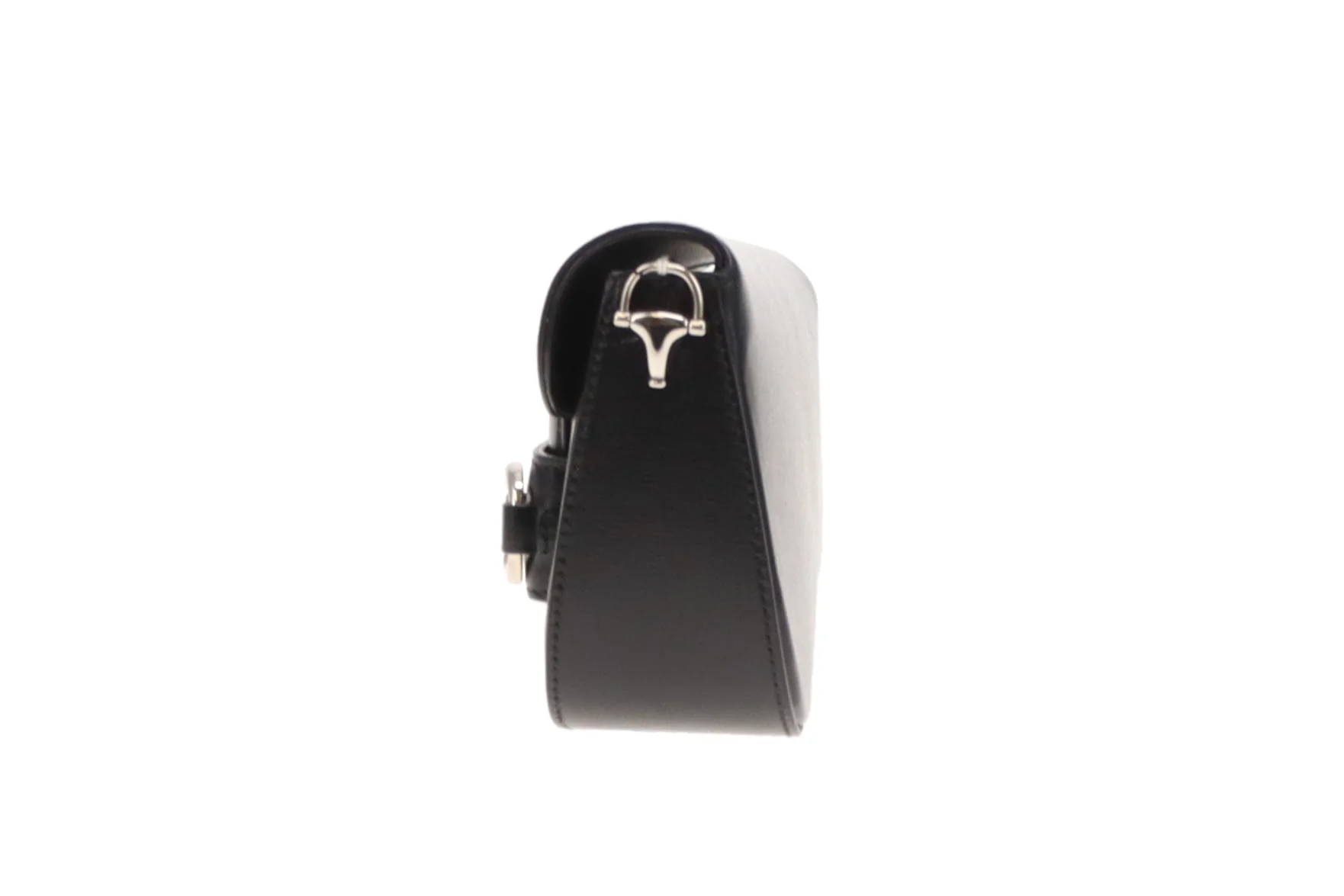 Gucci Black Leather SHW Mini Diagonal Horsebit with Chain - Image 10