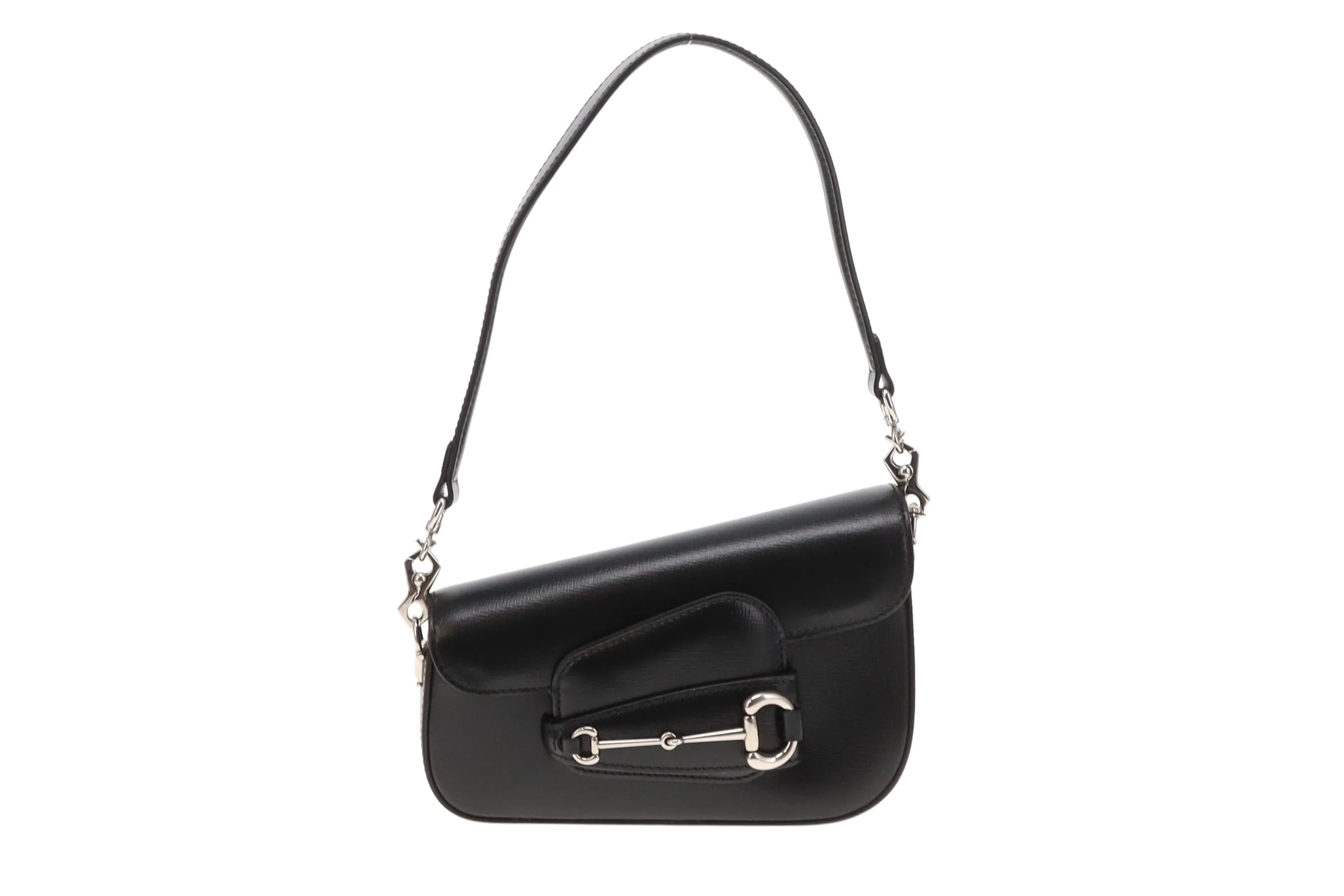 Gucci Black Leather SHW Mini Diagonal Horsebit with Chain - Image 3