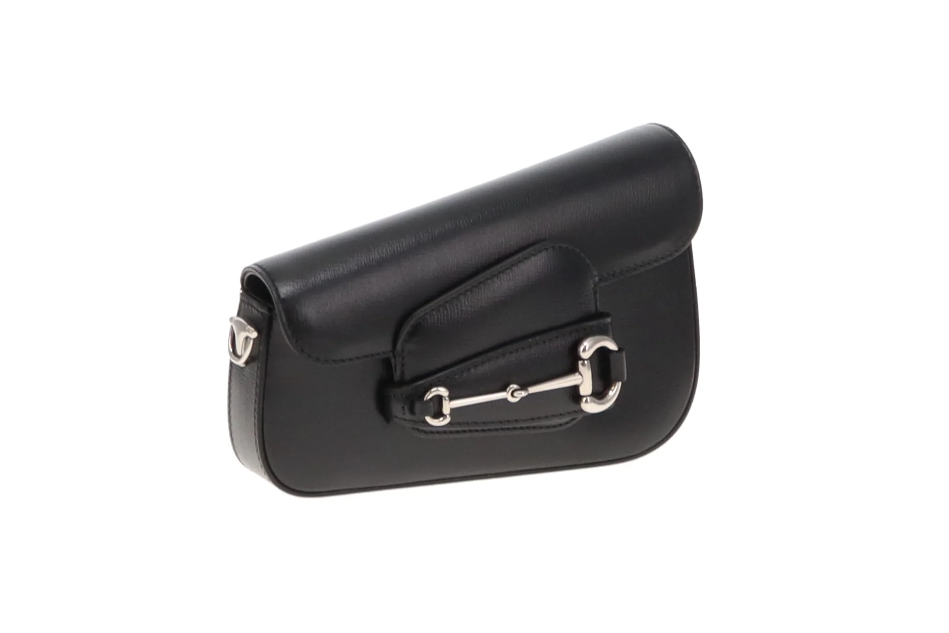 Gucci Black Leather SHW Mini Diagonal Horsebit with Chain - Image 4
