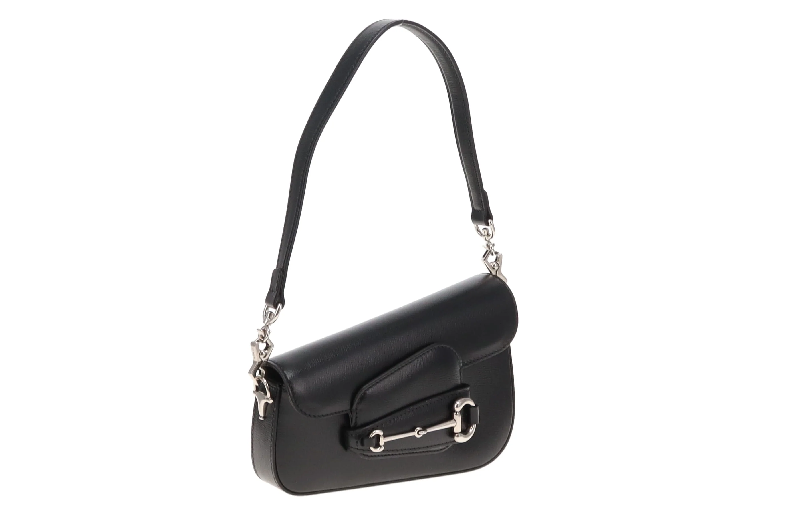 Gucci Black Leather SHW Mini Diagonal Horsebit with Chain - Image 5