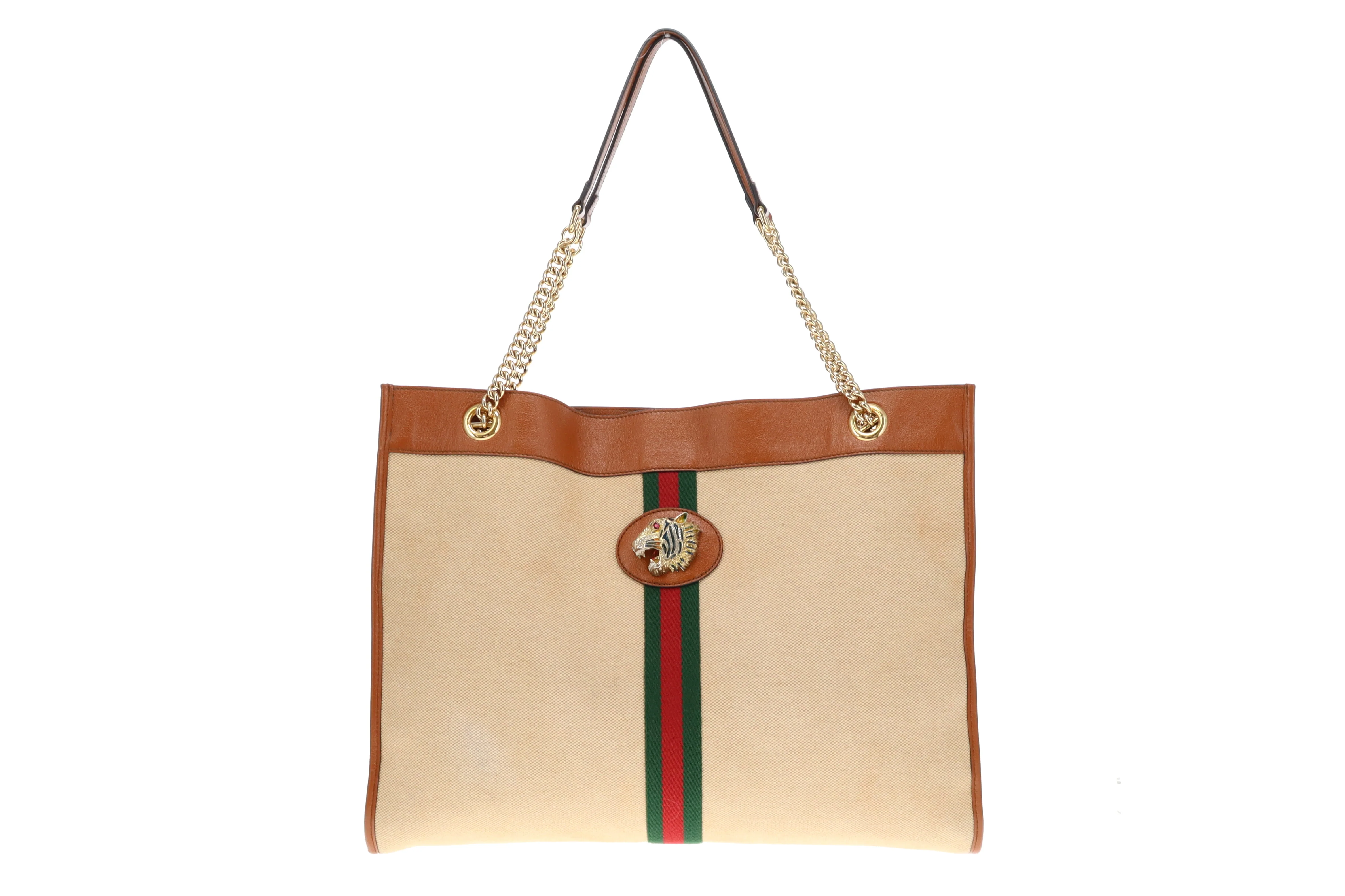 Gucci Canvas and Tan Leather Rajah Tote Bag with Pochette - Image 3