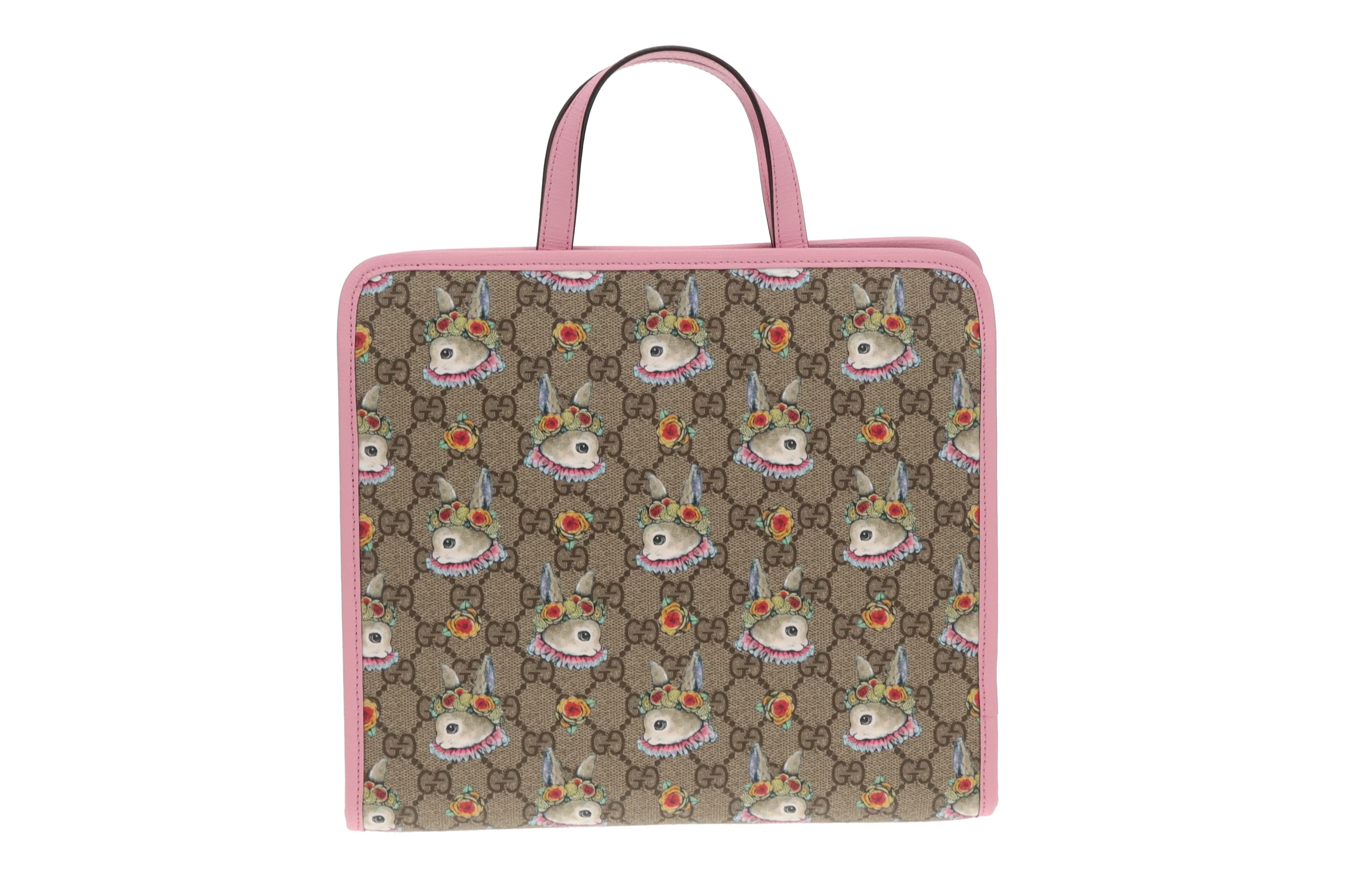 Gucci Children's Rabbit Print GG Tote With Pink Trims - Image 6