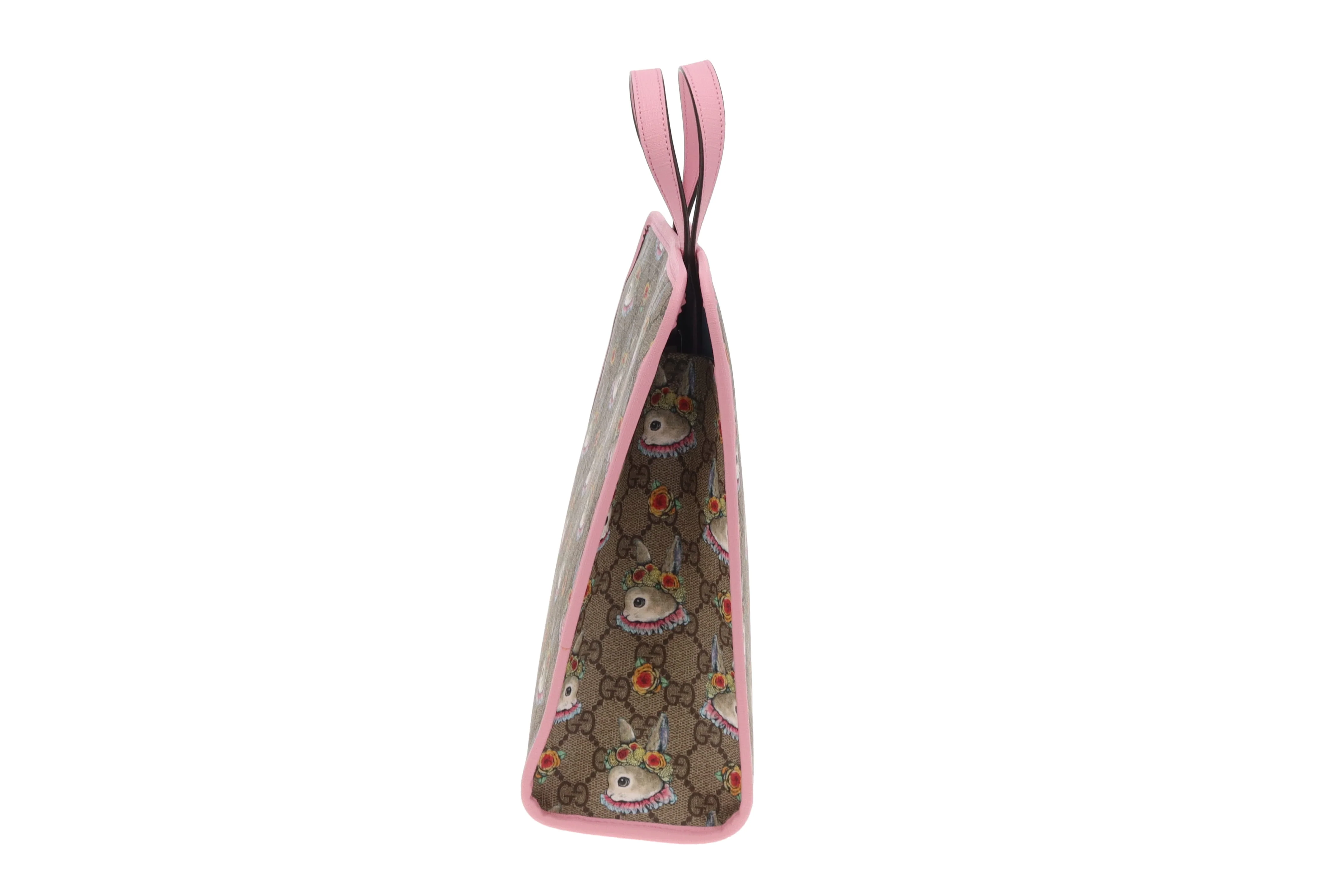 Gucci Children's Rabbit Print GG Tote With Pink Trims - Image 7
