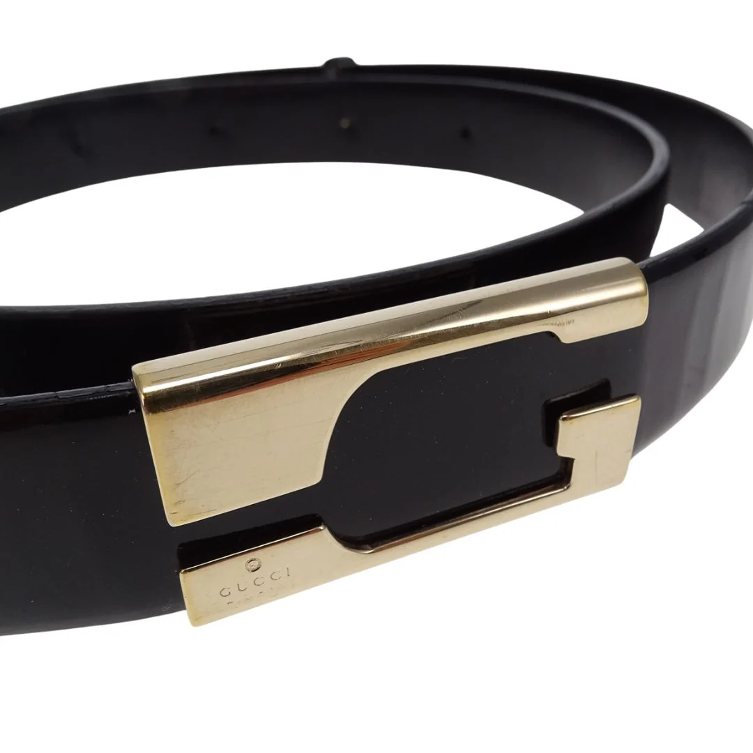 Gucci G Belt In Black Patent Leather 85/34 - Image 6