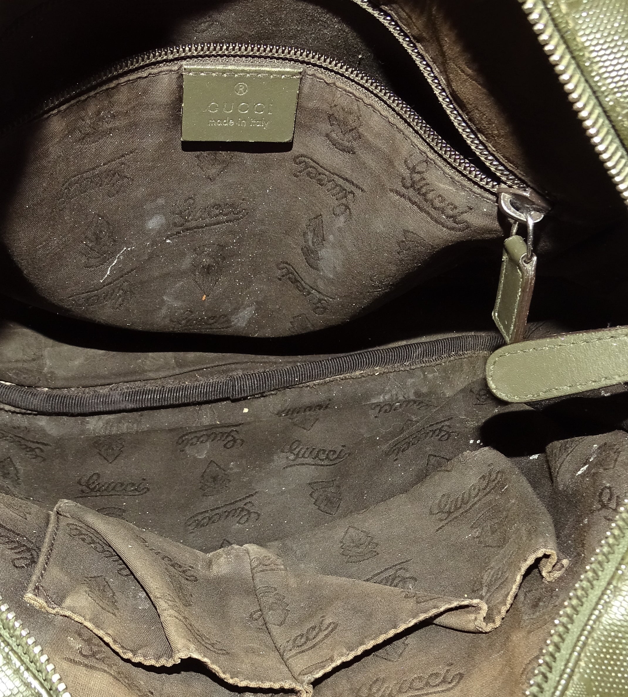 Gucci GG Messenger Bag In Olive Green Guccisima Print - Image 12